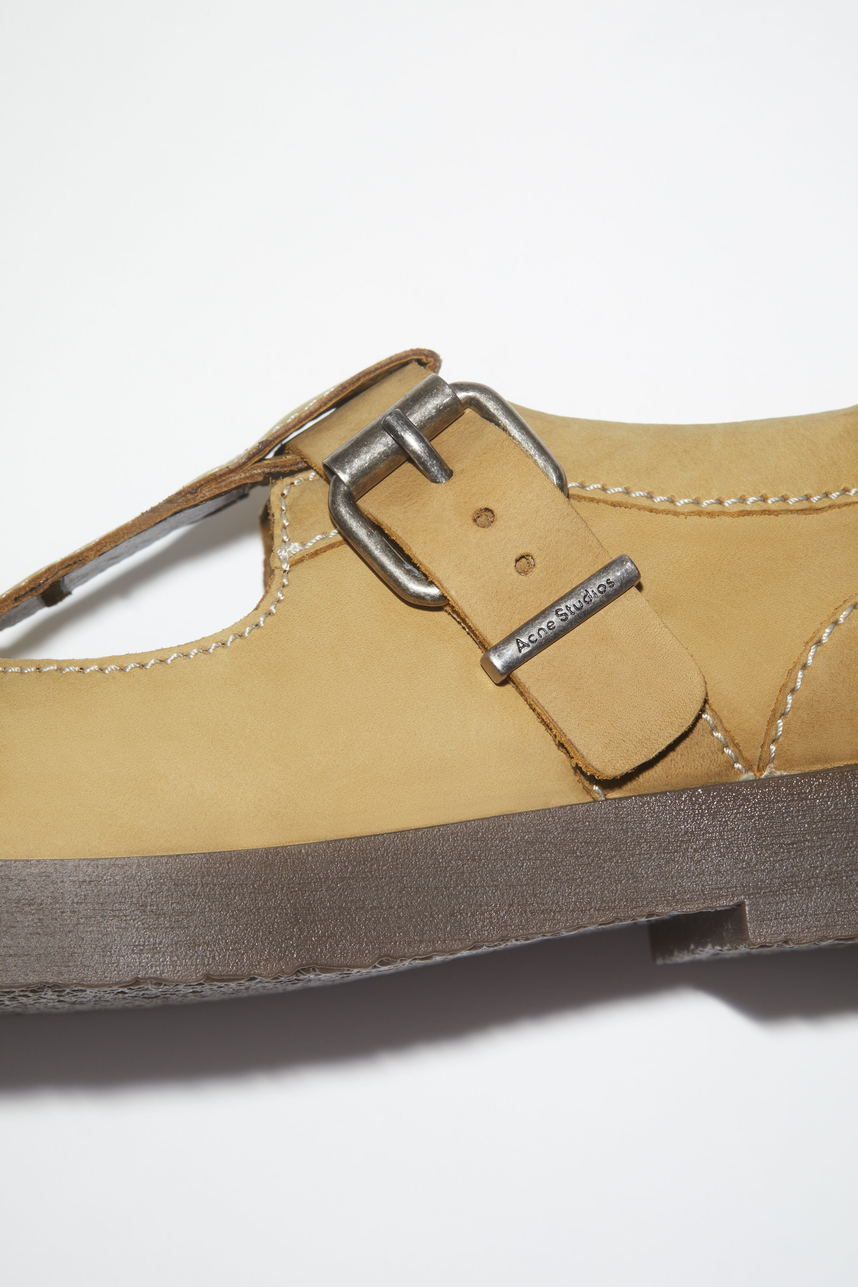 Acne Studios - Leather buckle shoes - Khaki beige