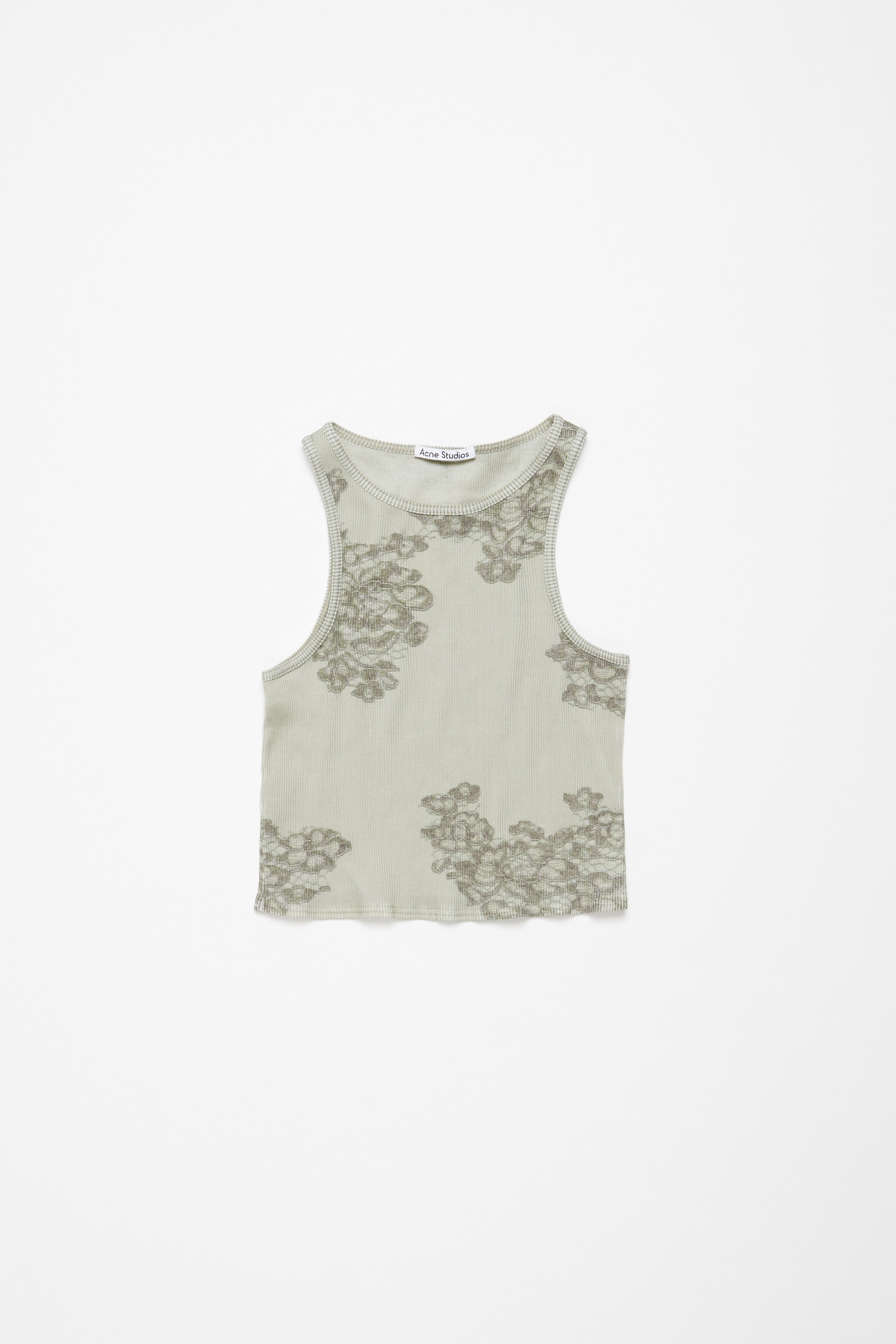 Printed lace tank top