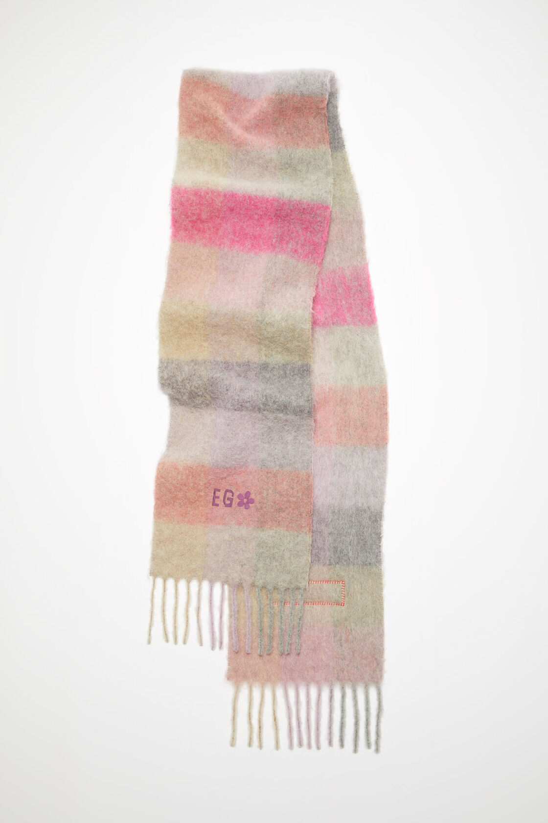 Acne Studios - Mohair checked scarf - Fuchsia/lilac/pink