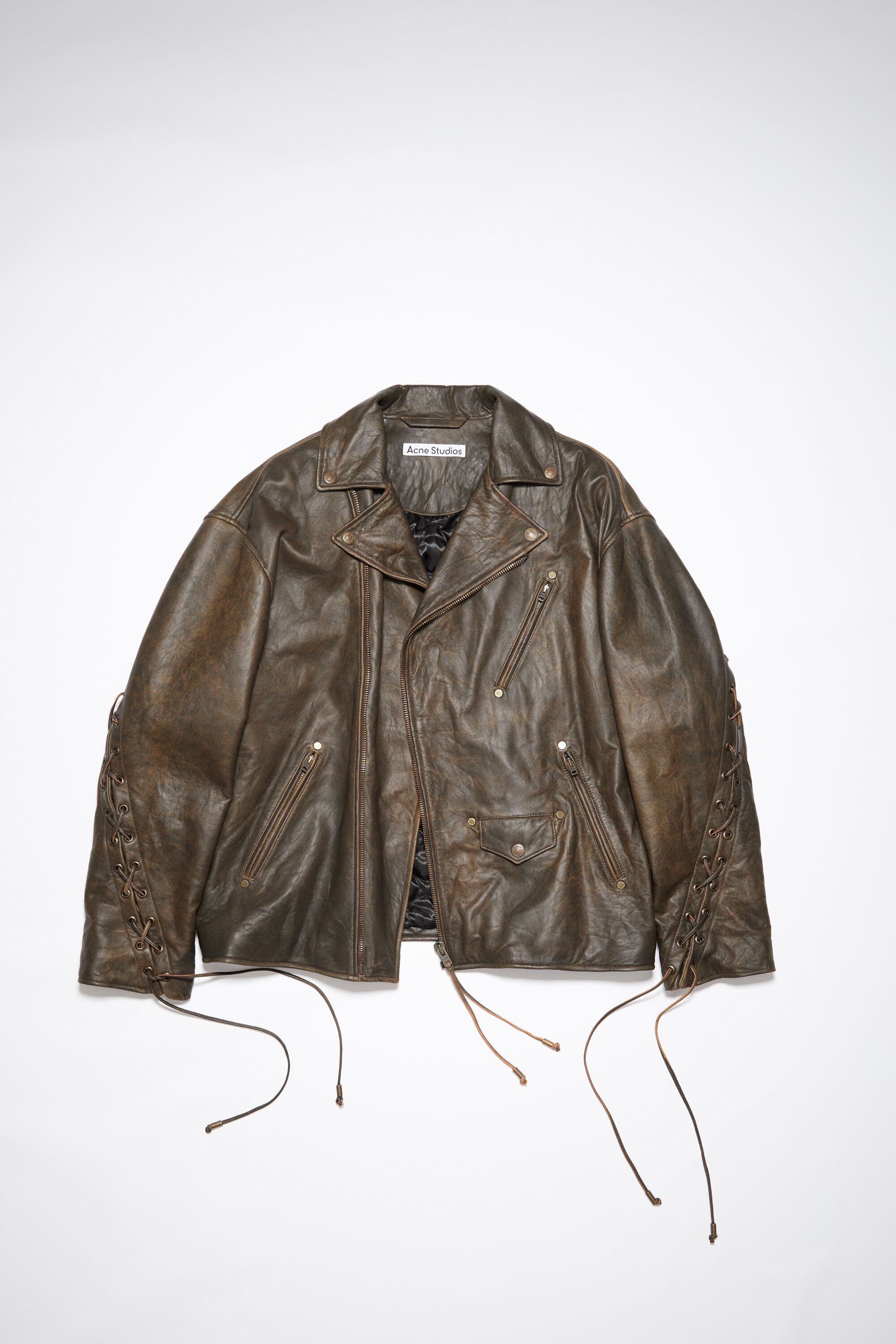 Laced leather jacket