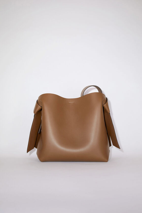 Acne Studios Midi Knotted Leather Tote In Brown