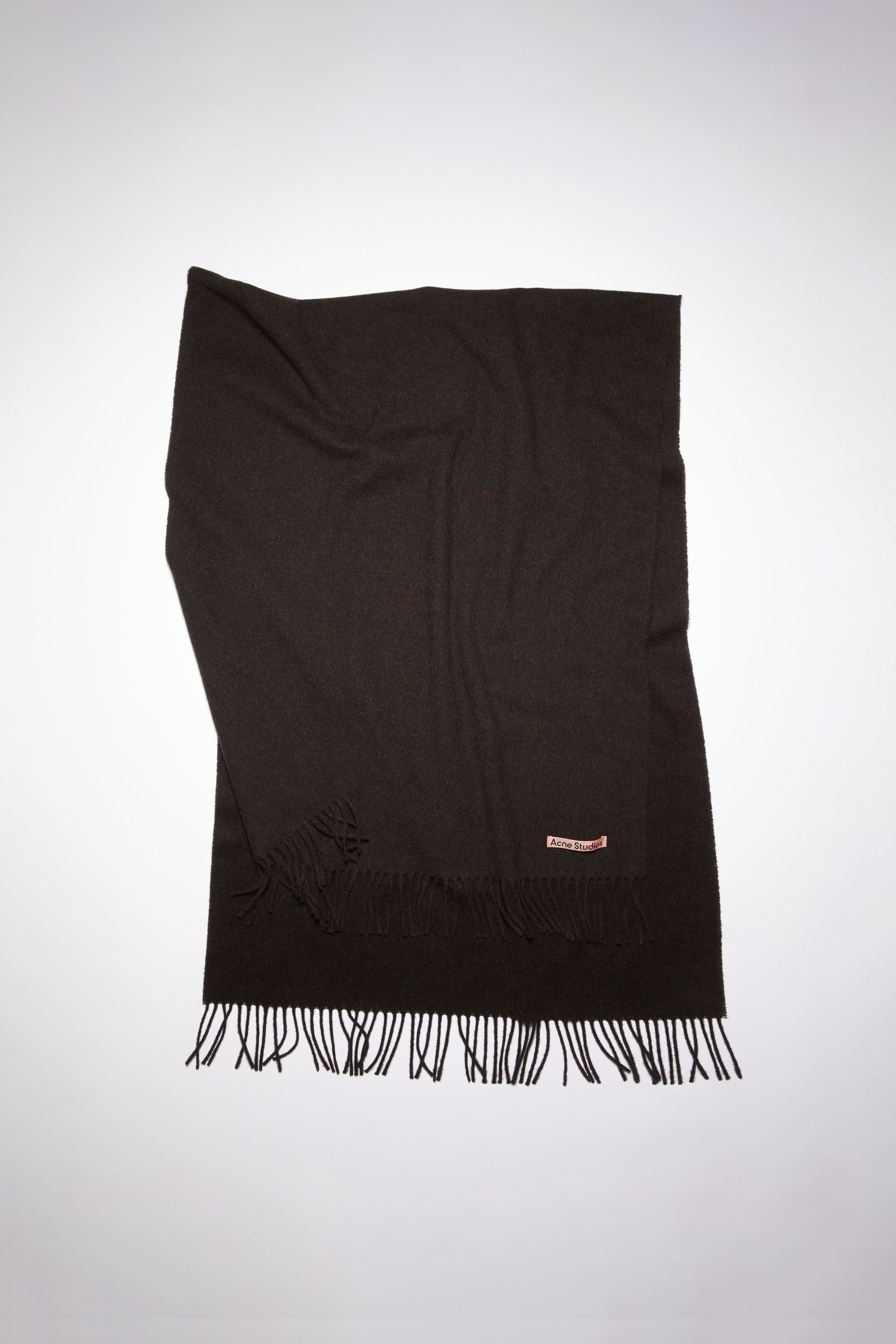 Acne Studios - Fringe wool scarf - oversized - Chocolate brown melange