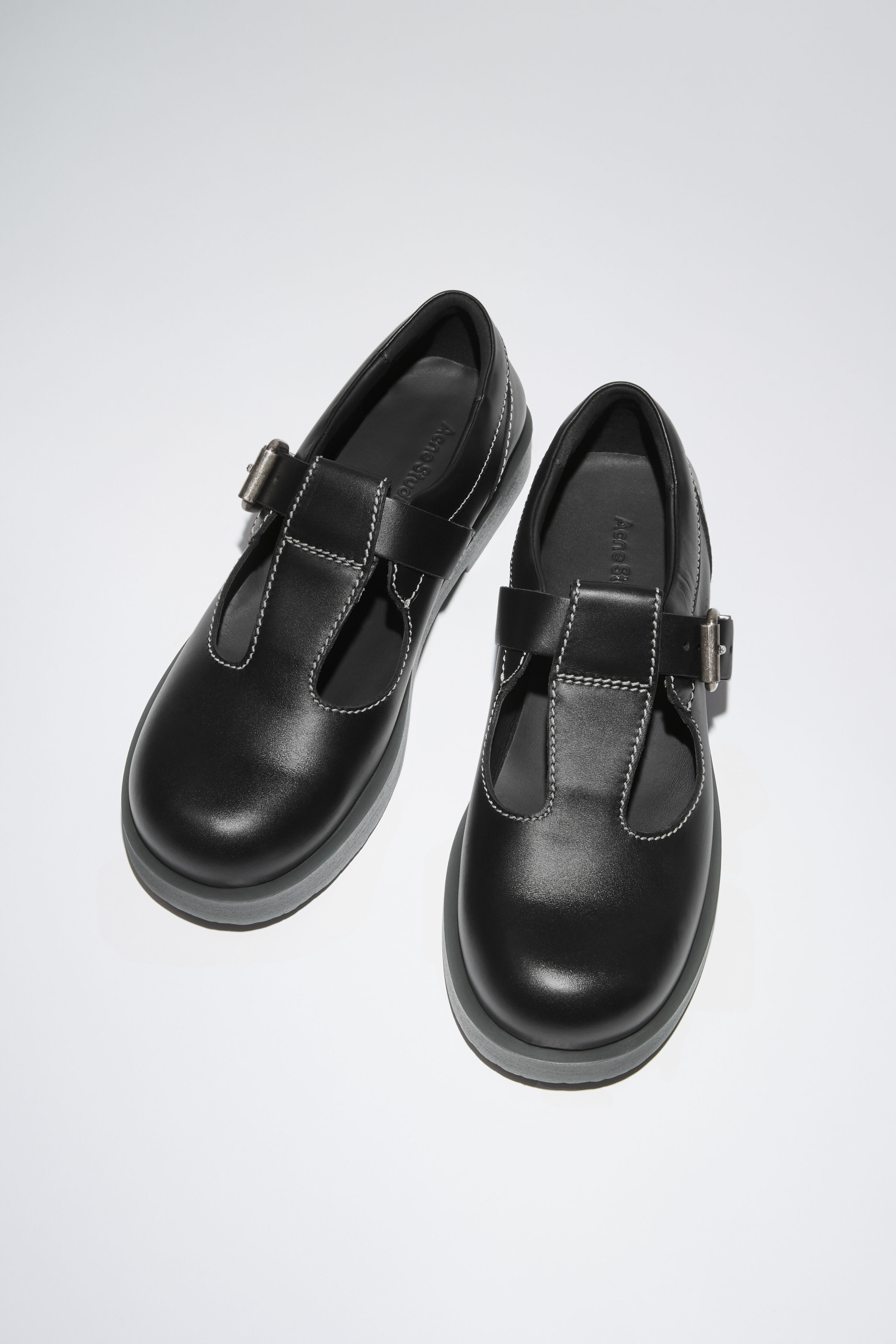 Acne Studios - Leather buckle shoes - Black