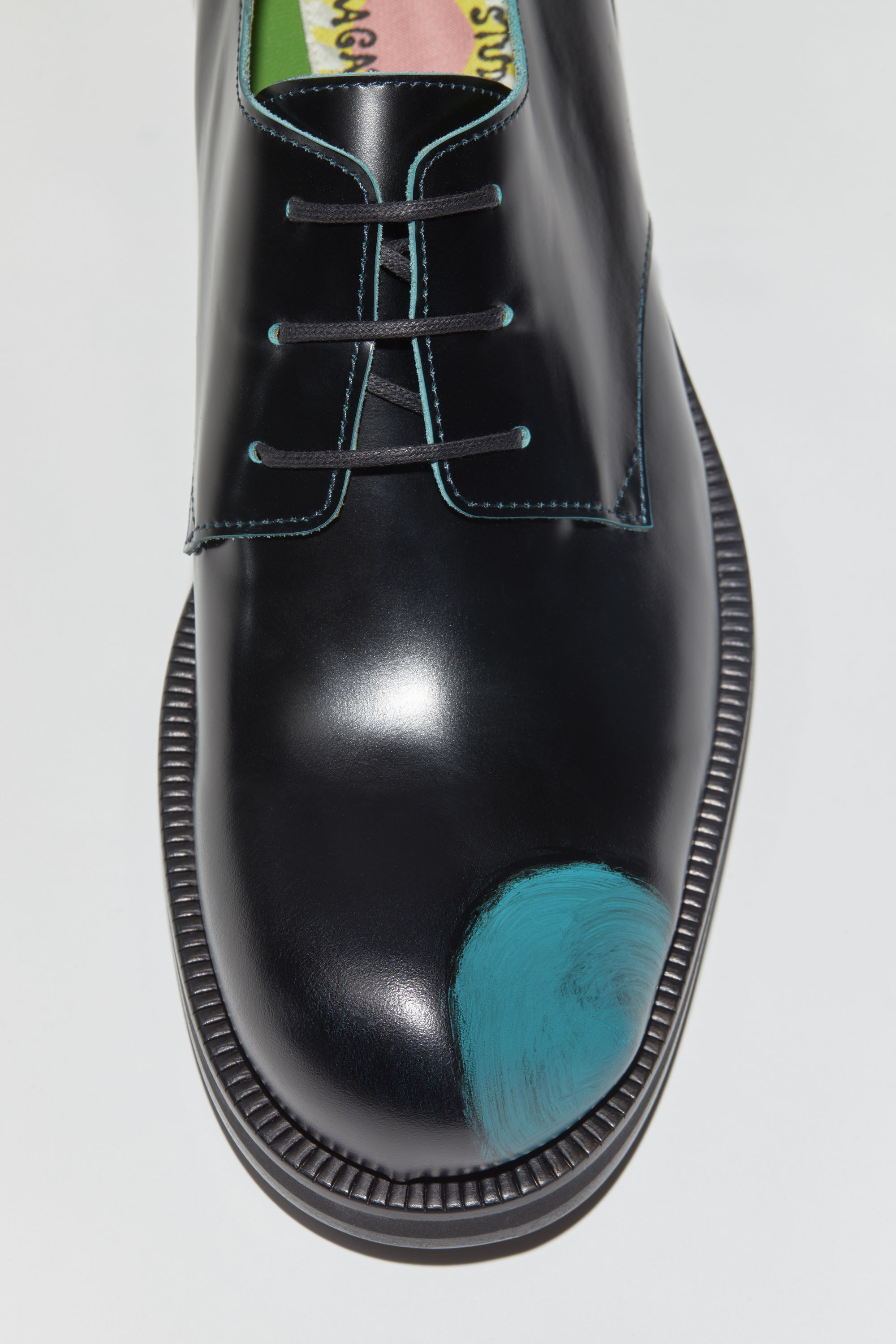 Acne Studios - Leather derby shoes - Turquoise blue/black