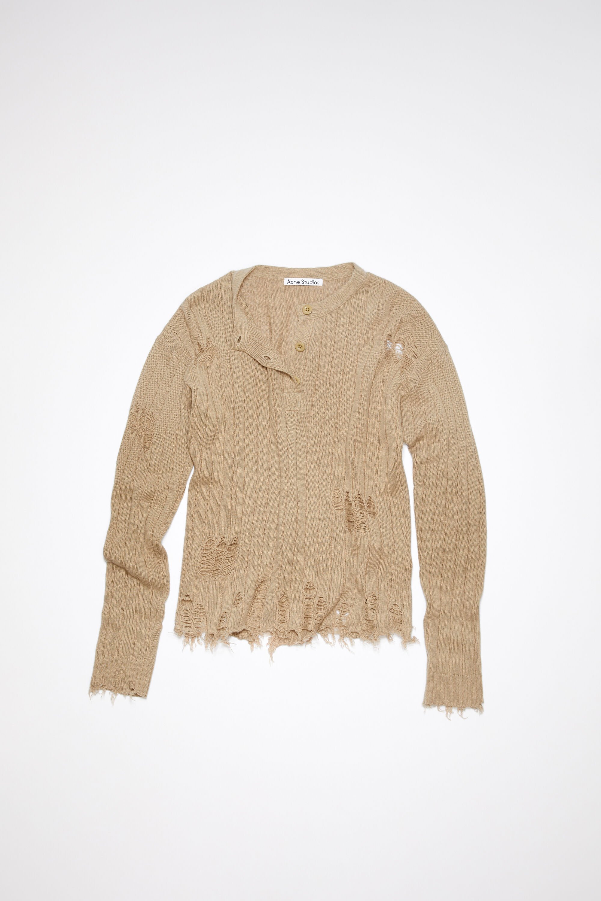 Acne Studios Distressed polo shirt Camel brown