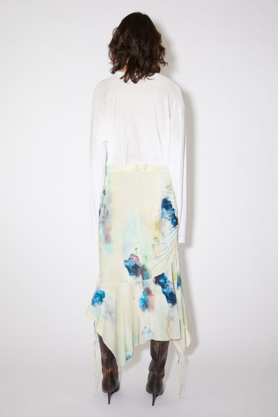 Couche - Blue Punto Plain Asymmetric Front Slit Skirt Set For Women