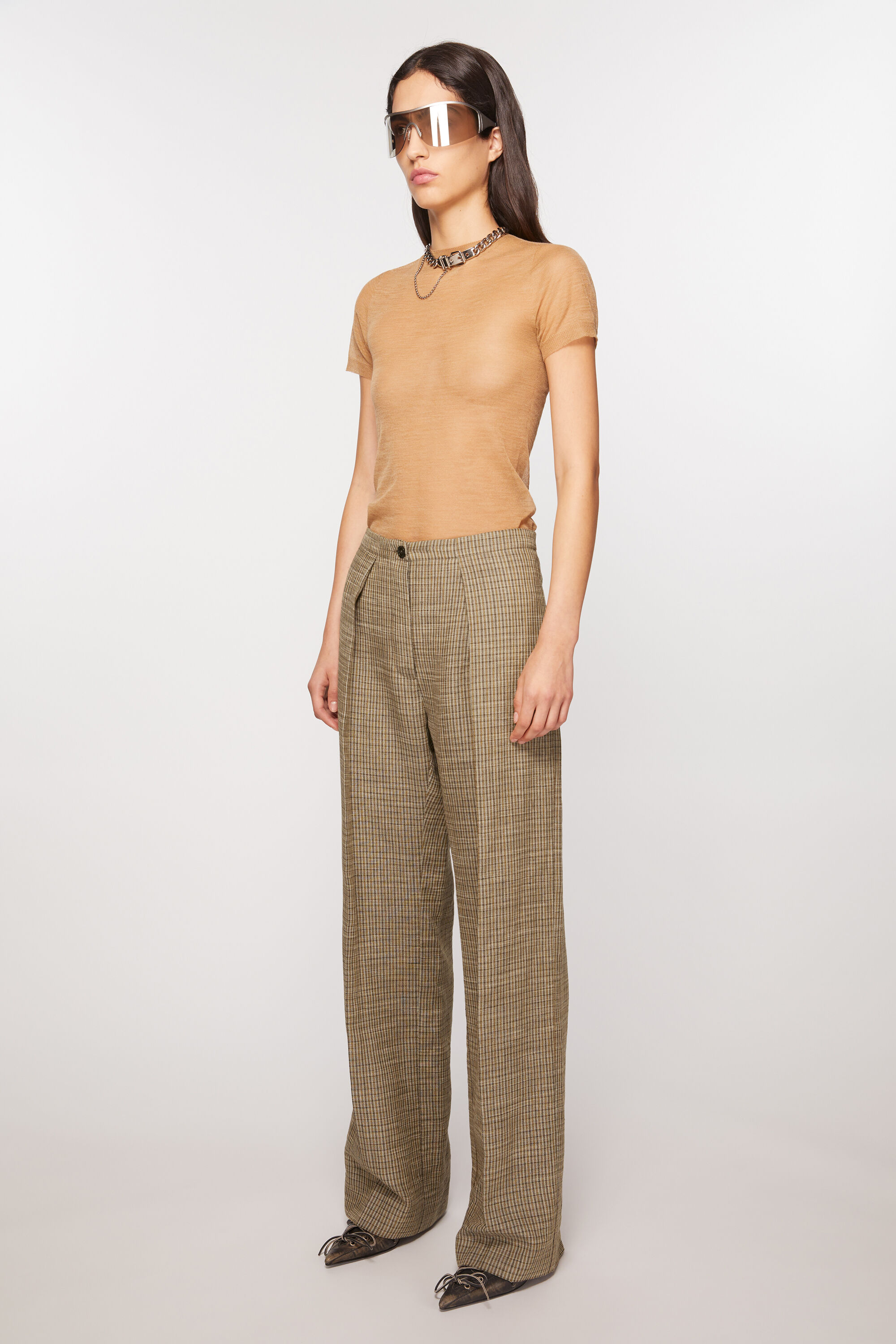 Linen blend trousers with elastic Woman, Pink | TWINSET Milano