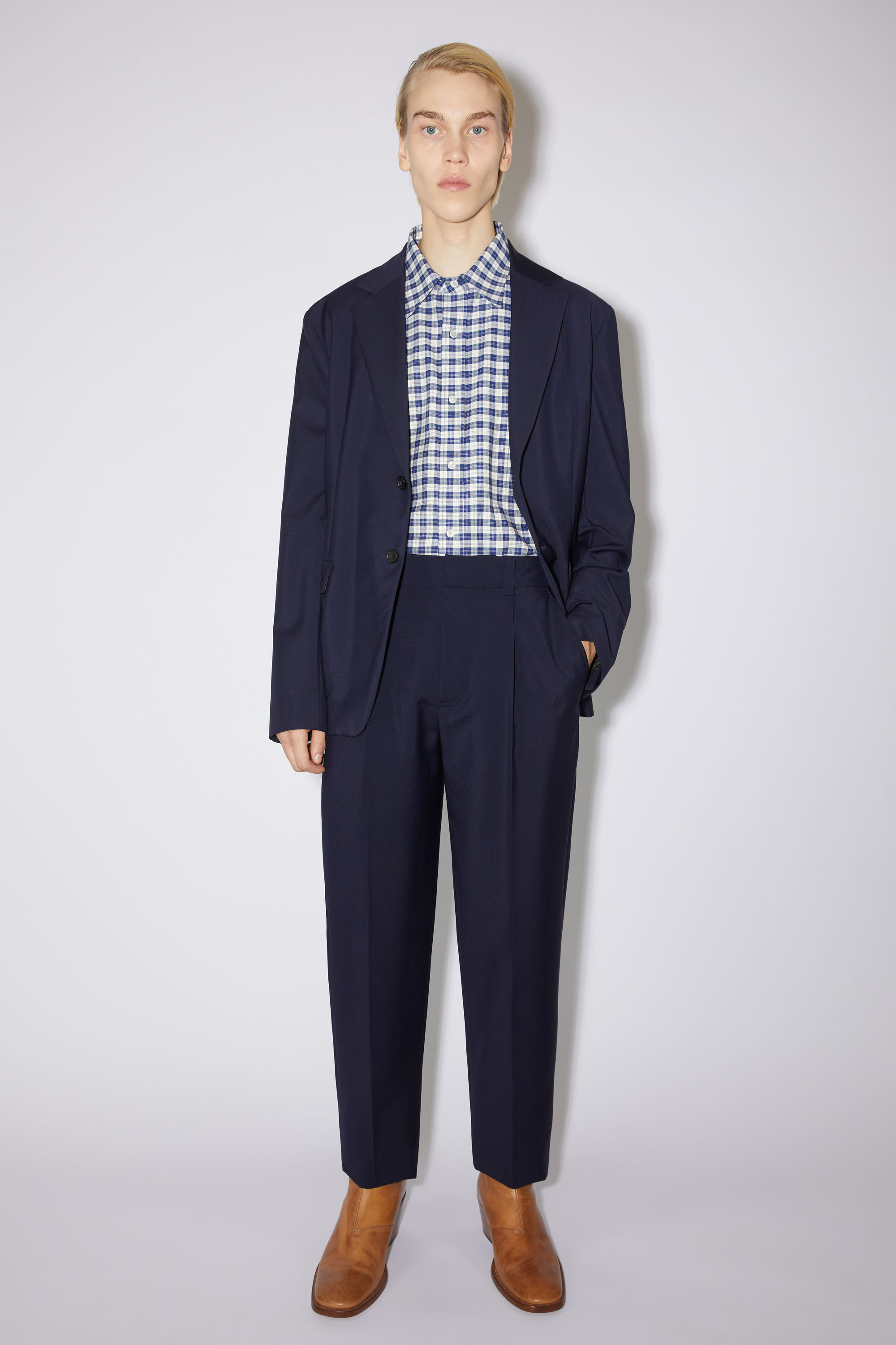 Navy Cotton Suiting Engineered 4-Bar Classic Trouser | Thom Browne