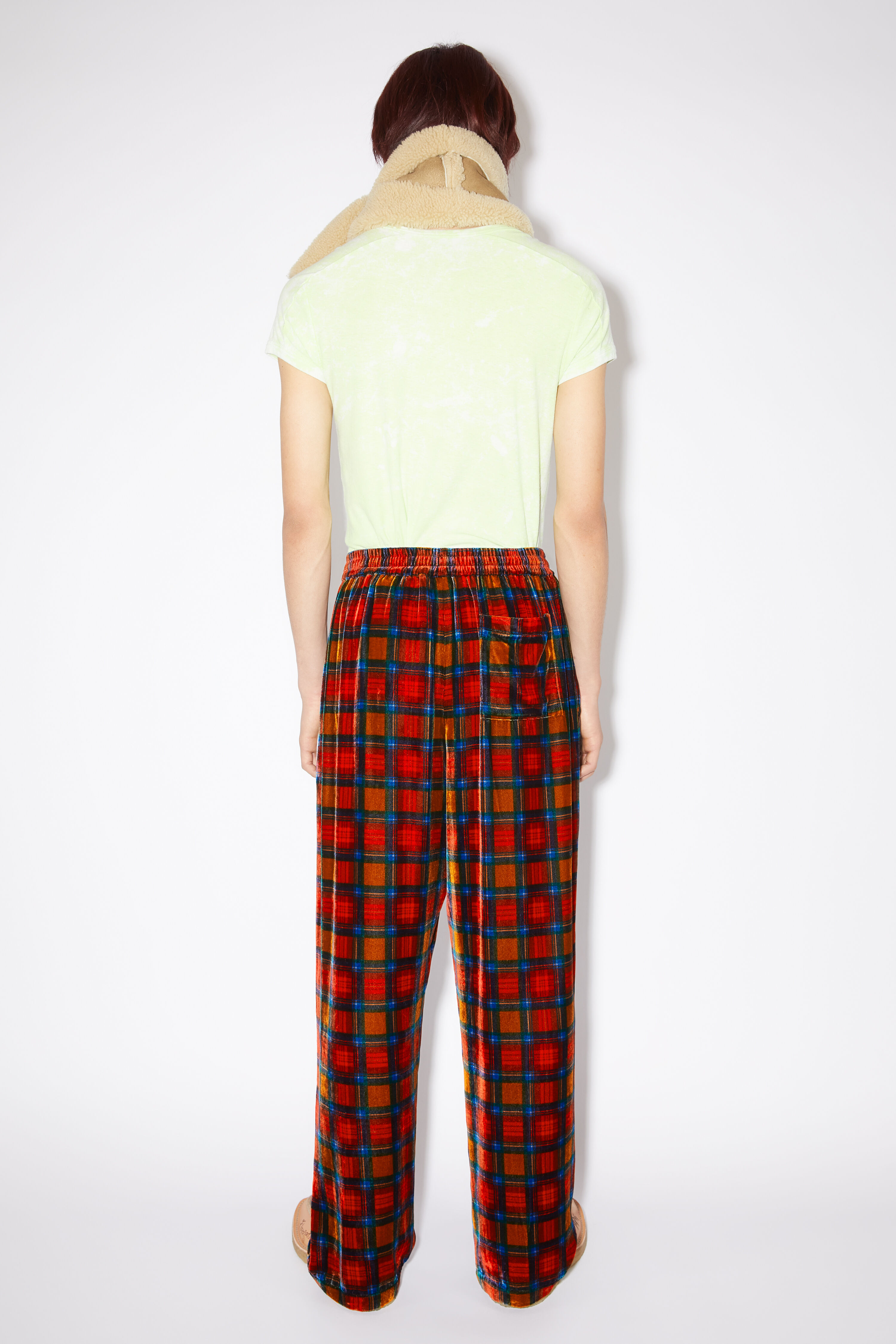 1980s Red tartan trousers, handmade, size 12 – Scarlett Cherry Vintage