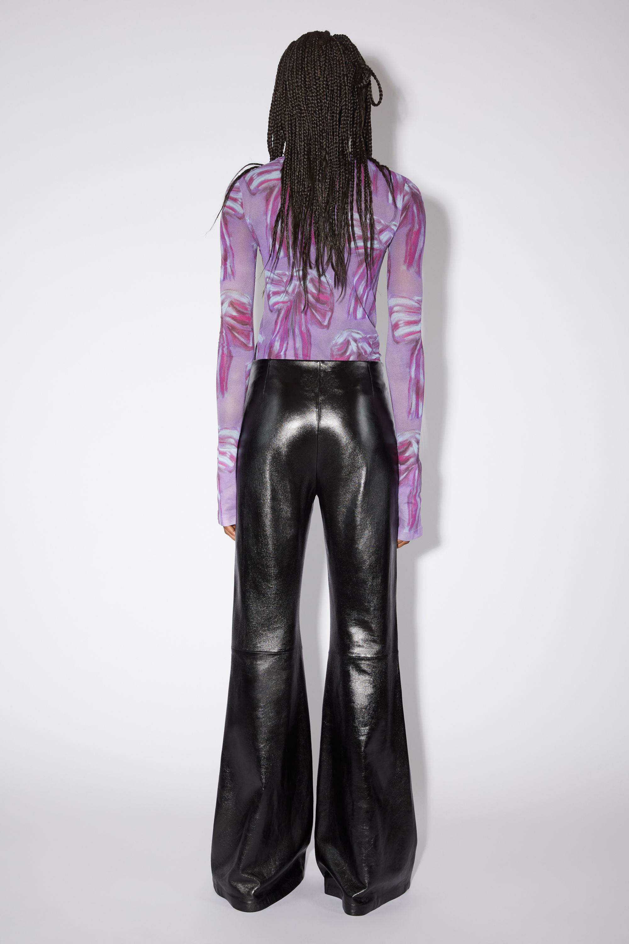 Pull&Bear high waisted faux leather flared pants in black | ASOS