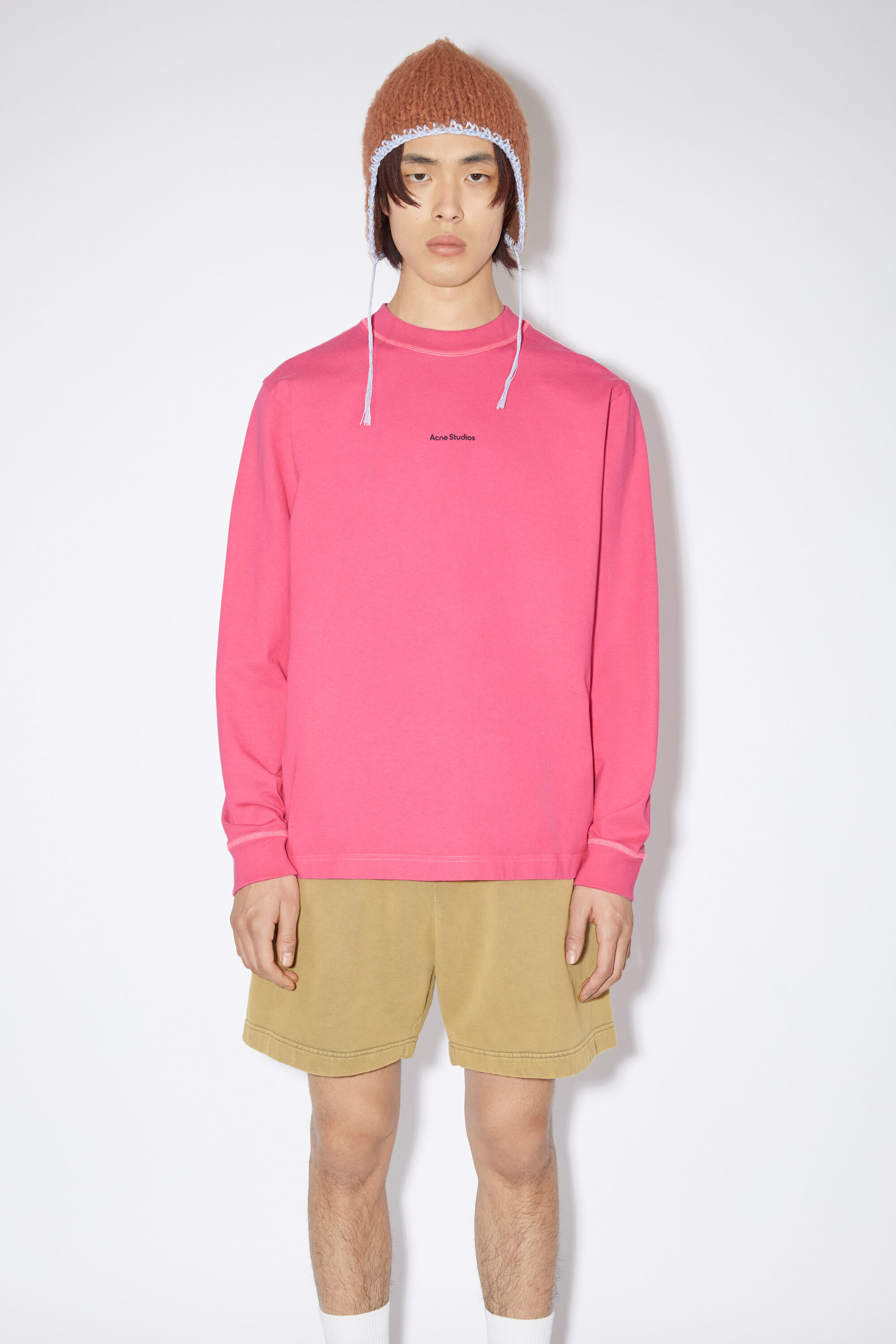 Acne Studios - Logo long sleeve t-shirt - Neon Pink