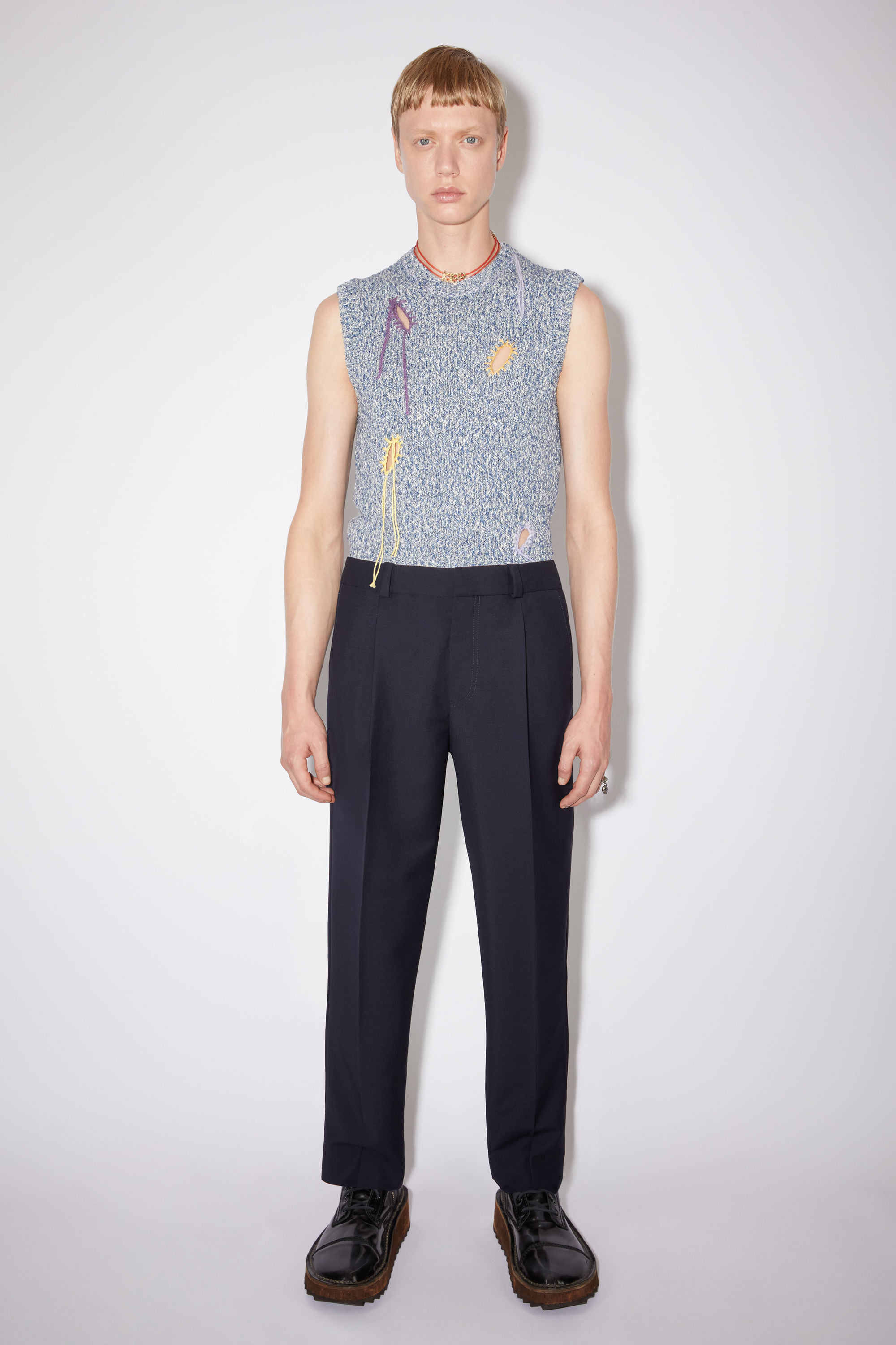 COS | Pants & Jumpsuits | Cos High Waisted Slim Fit Cropped Trousers In Navy  Blue | Poshmark