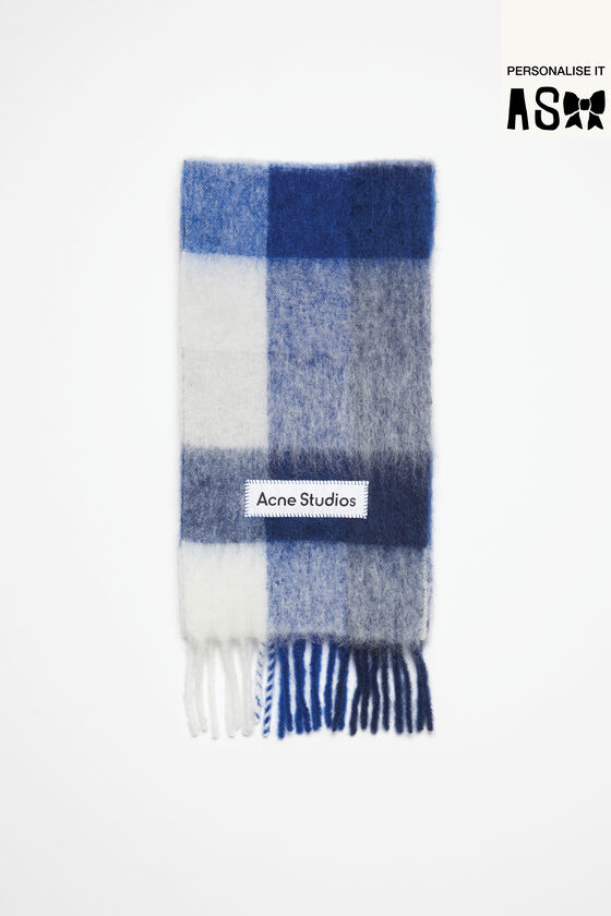 DESCOURS PARIS, ACRYLIC WOOL BLEND SCARF, BLUES, MADE IN FRANCE