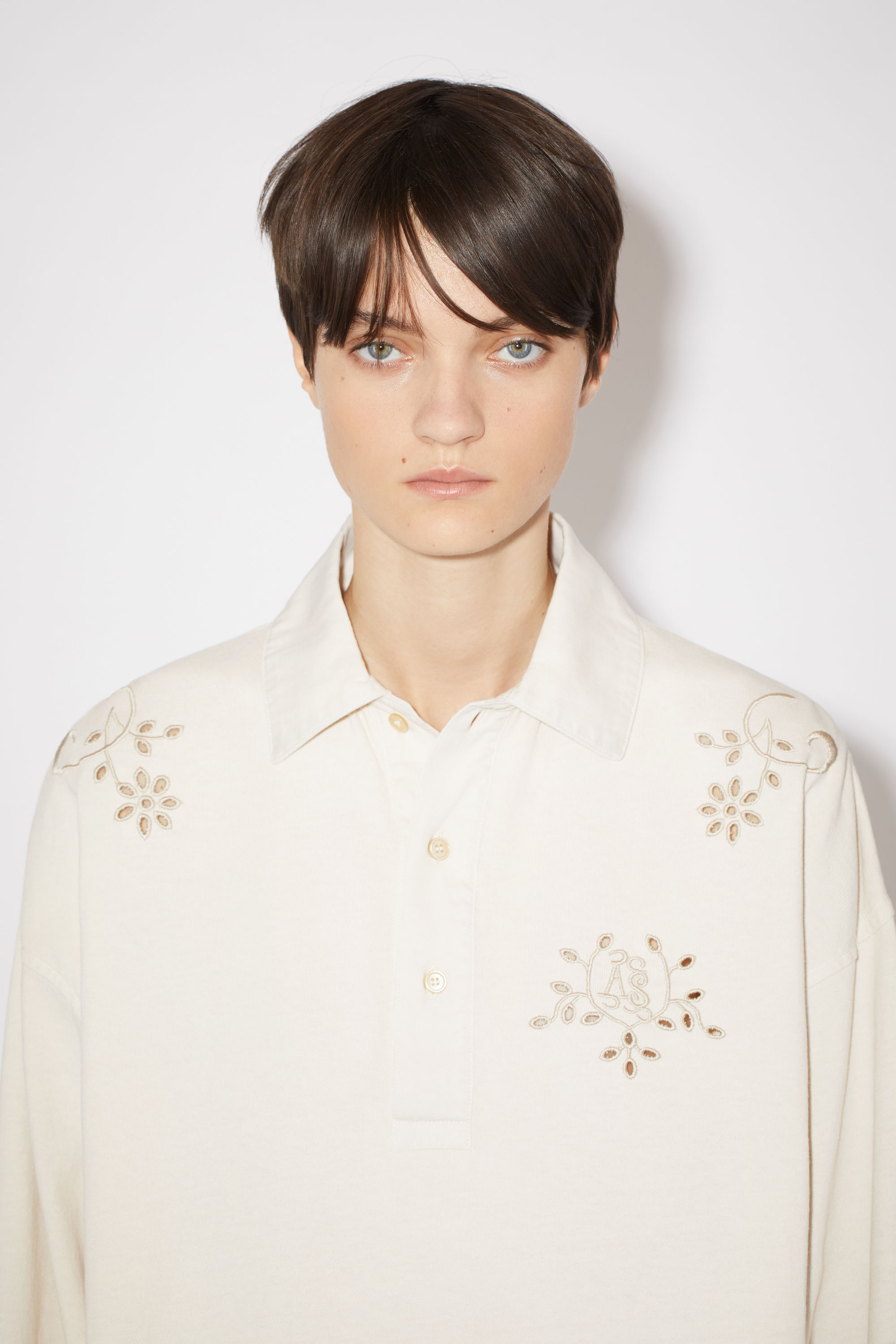 Acne Studios - Embroidered polo shirt - Ecru beige