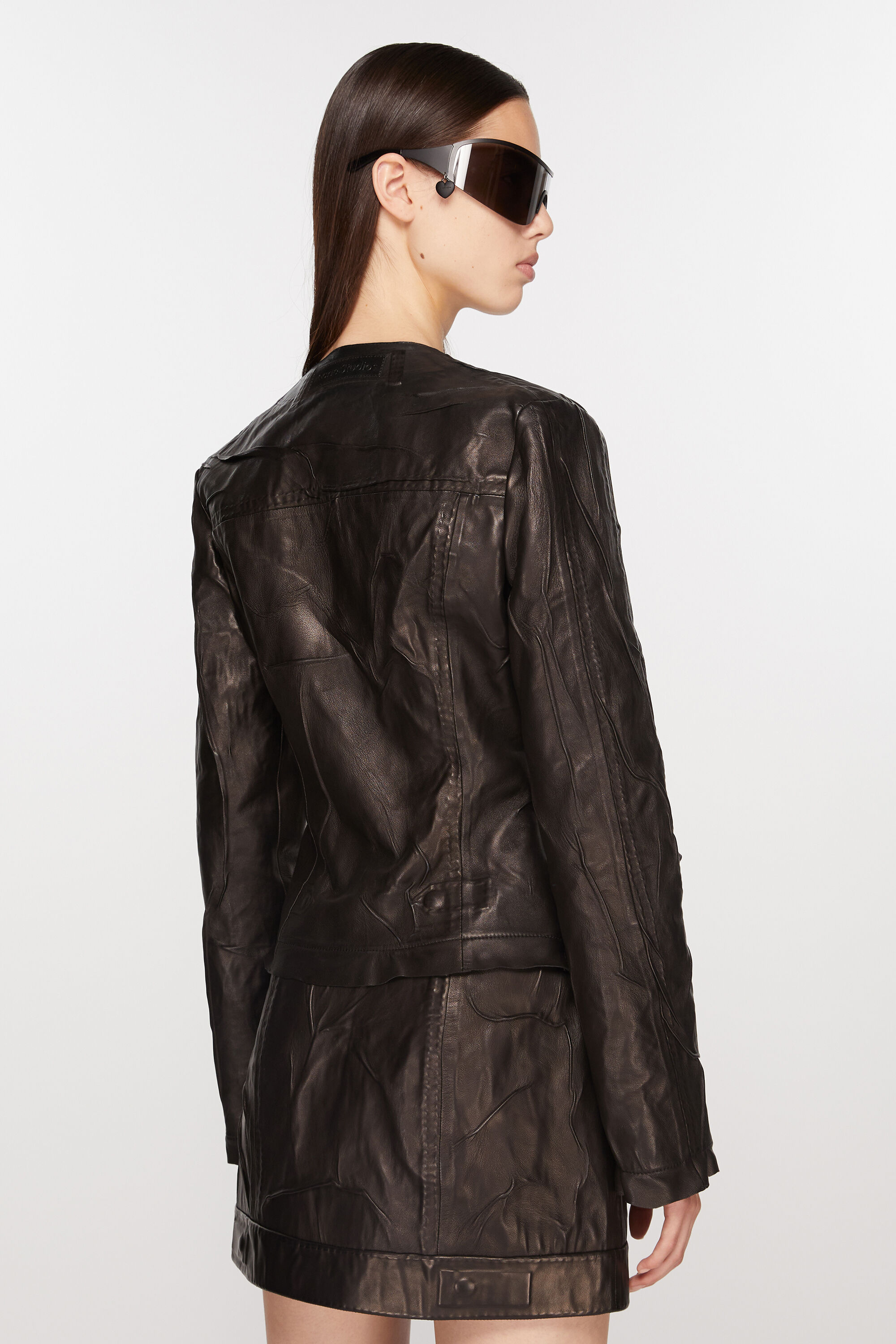 Creased leather jacket
