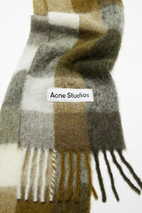 Acne Studios - Mohair checked scarf - Taupe/Green/Black