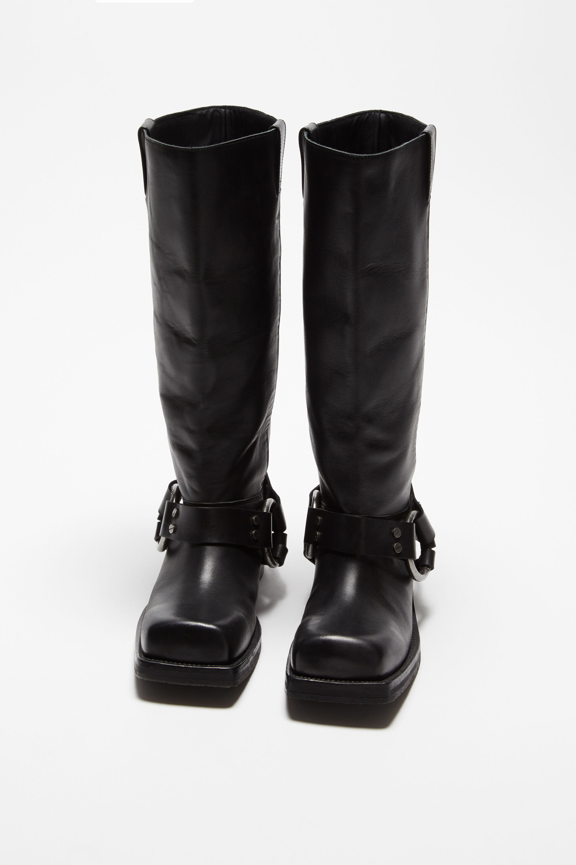 Leather buckle boots