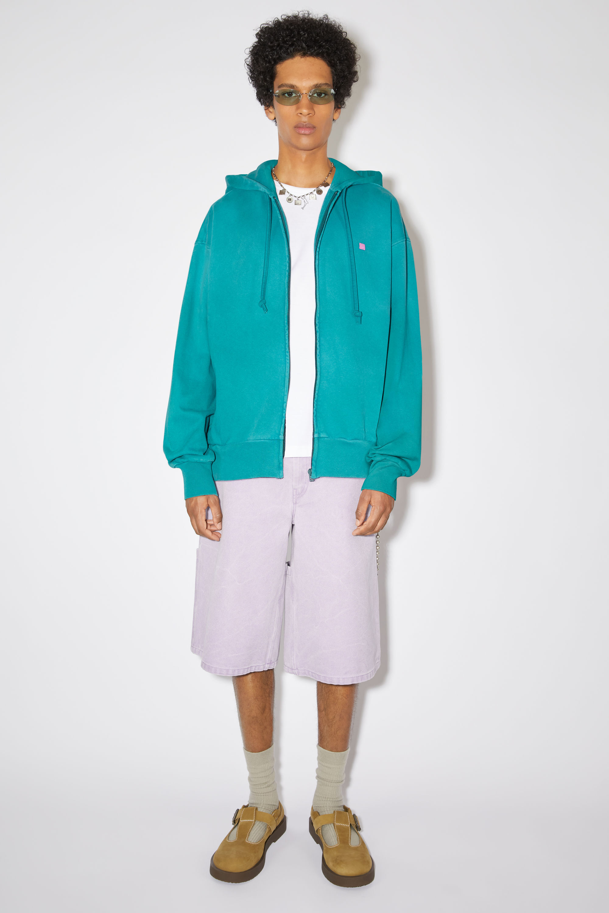 Acne Studios - Hooded zippered sweatshirt - Relaxed fit - Sea green