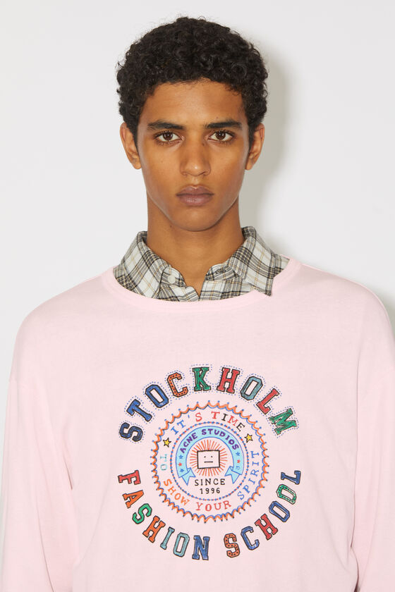 Acne Studios - Printed long sleeve t-shirt - Regular fit - Light pink