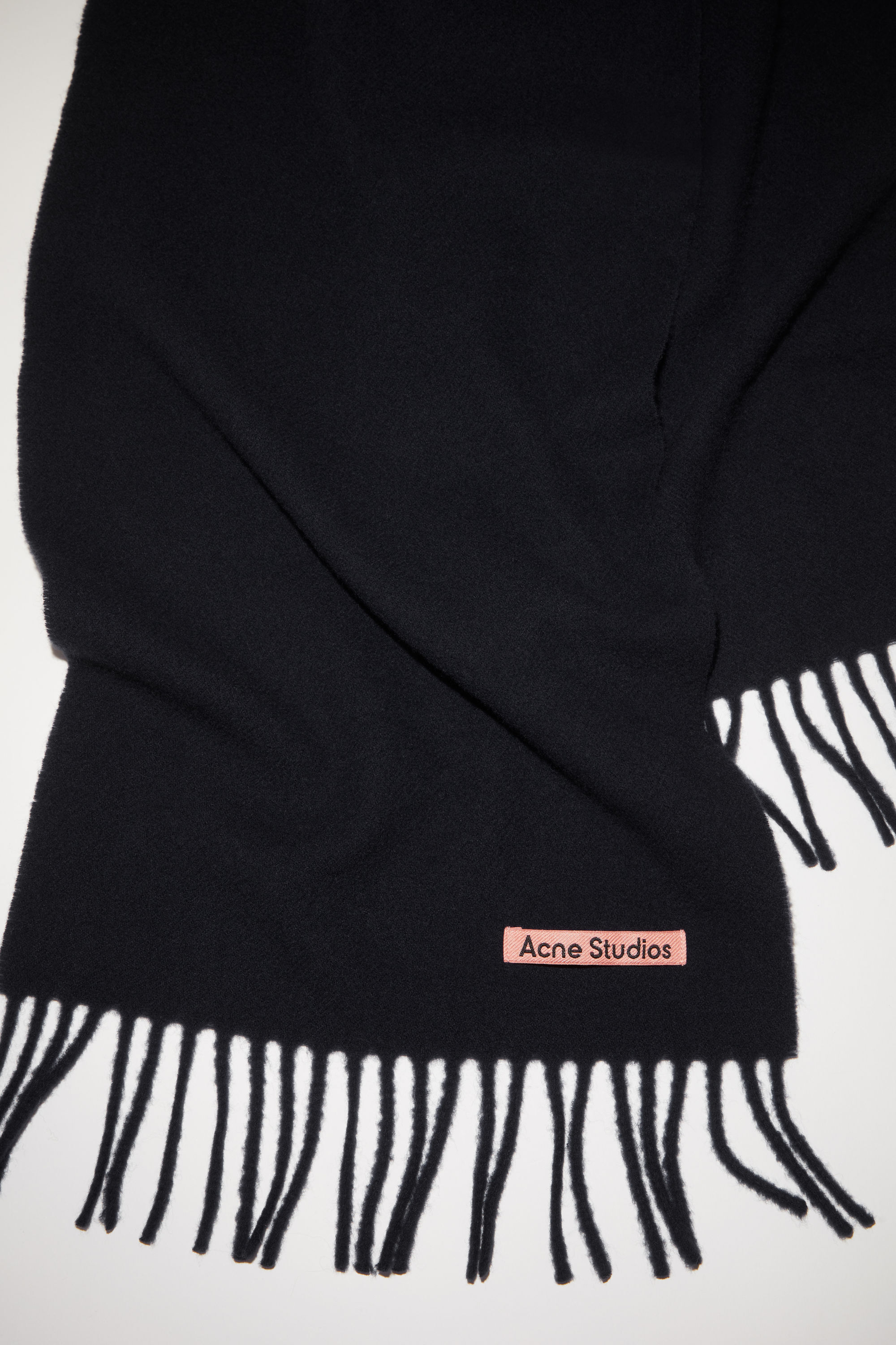 Acne Studios - Fringe wool scarf - skinny - Black