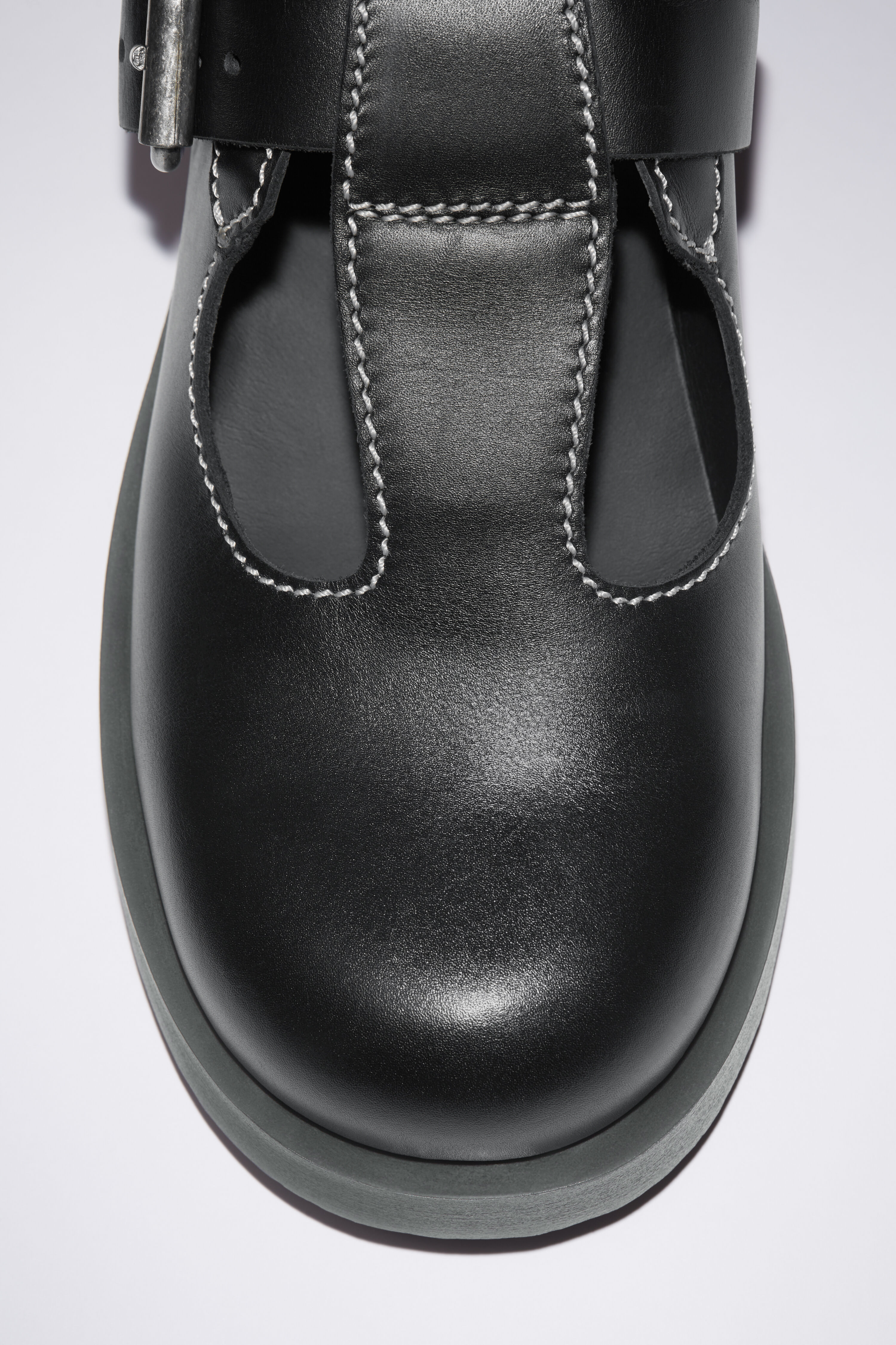 Acne Studios - Leather buckle shoes - Black