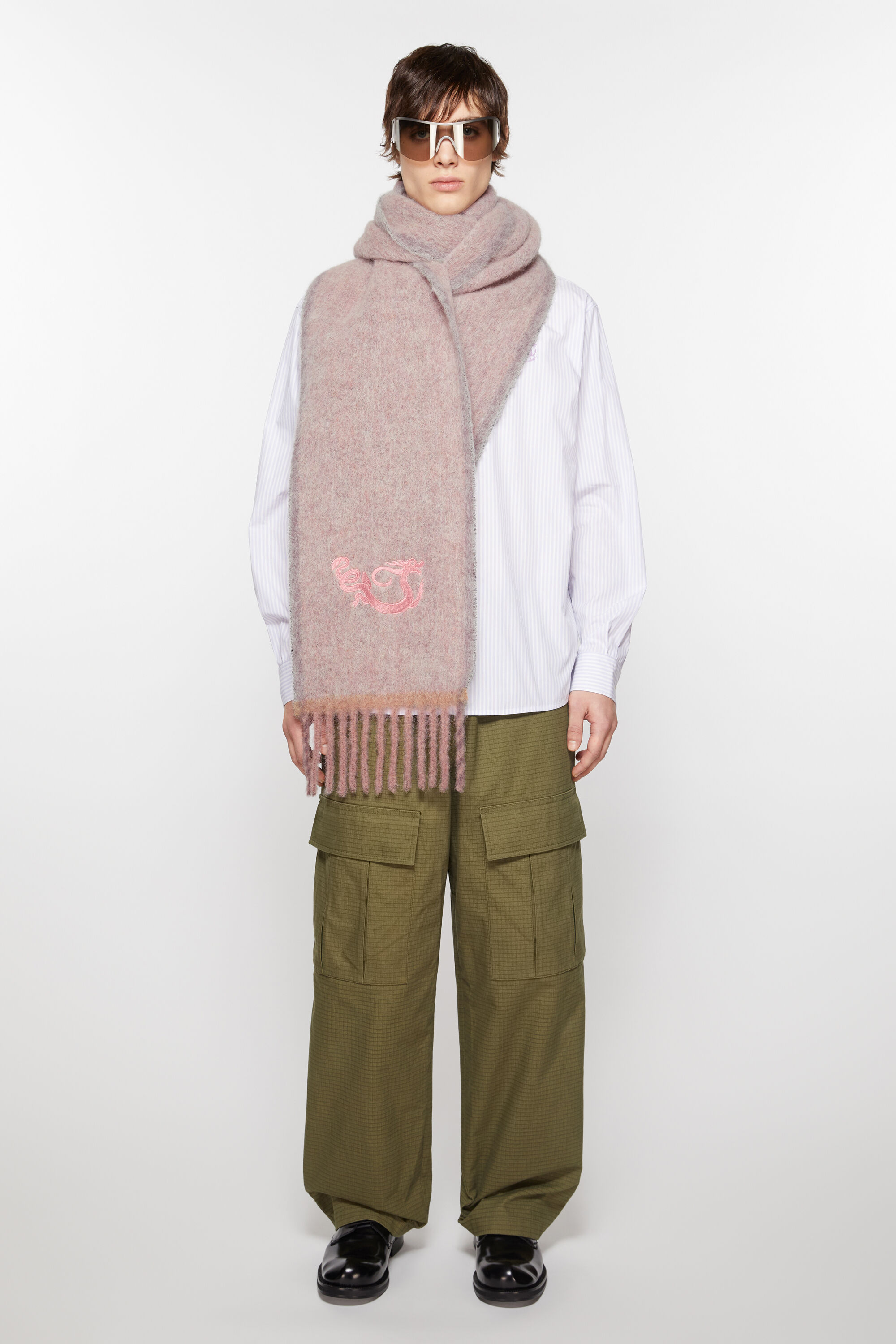 Acne Studios - Wool mohair scarf - Narrow - Dusty pink