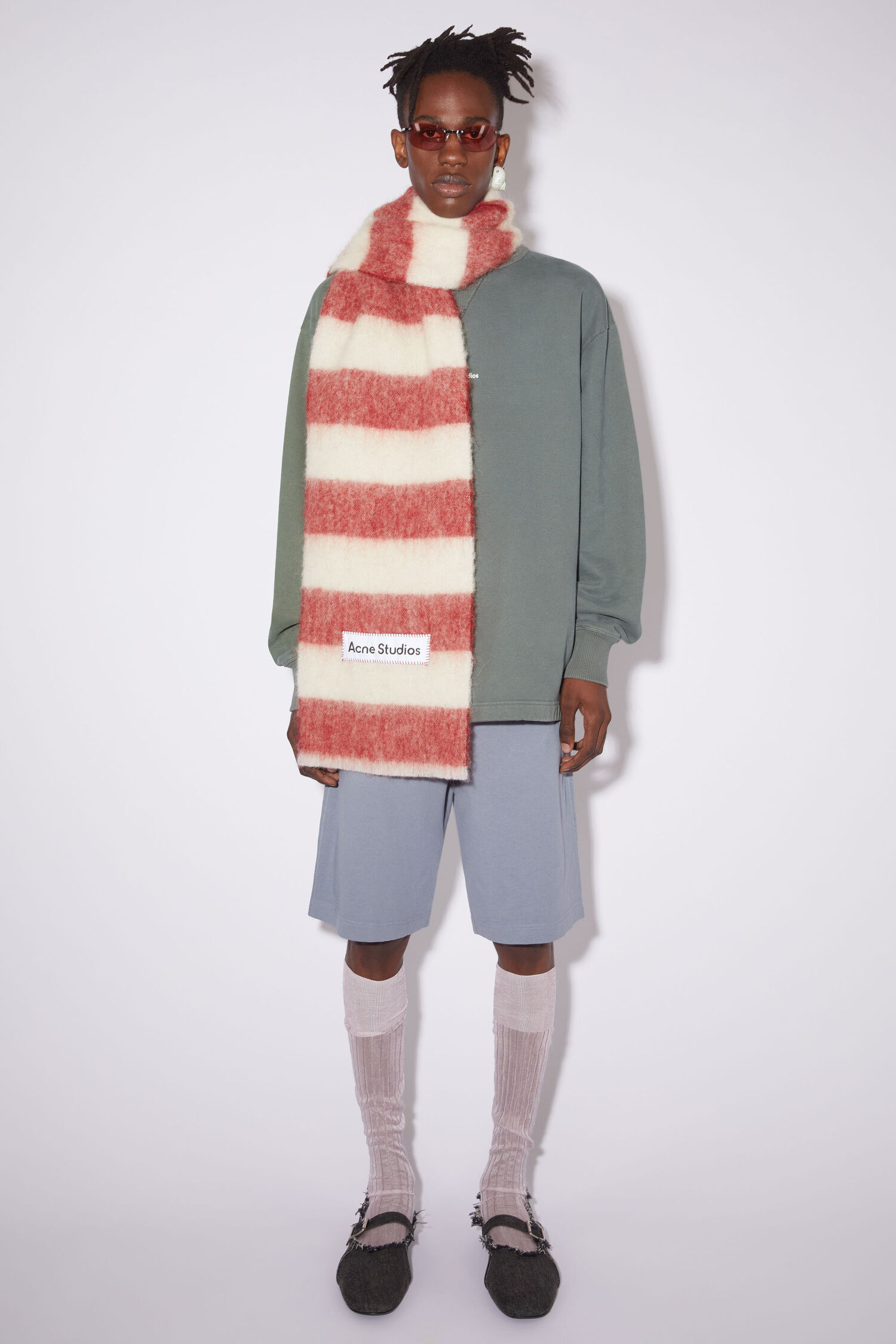 Acne Studios - Wool-blend stripe scarf - Red/white