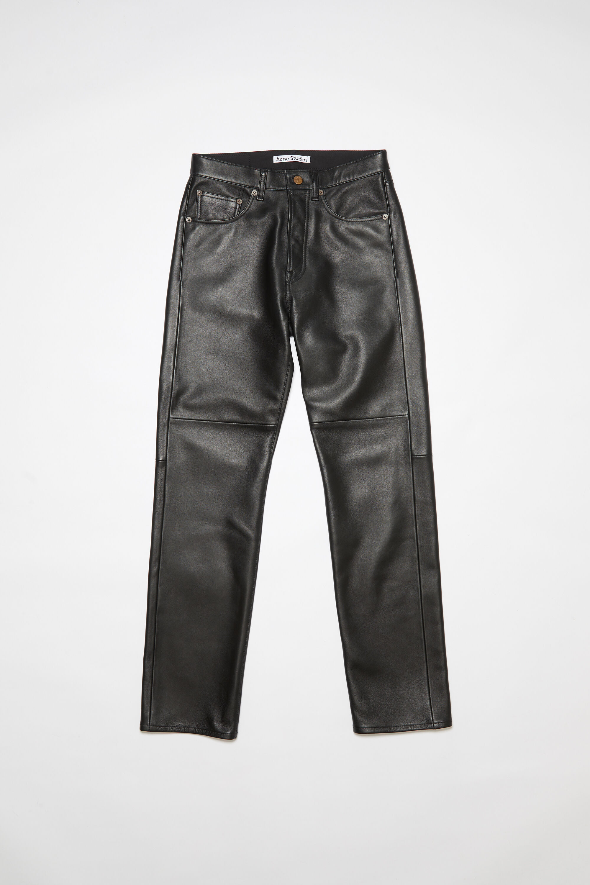 Regular fit leather trousers