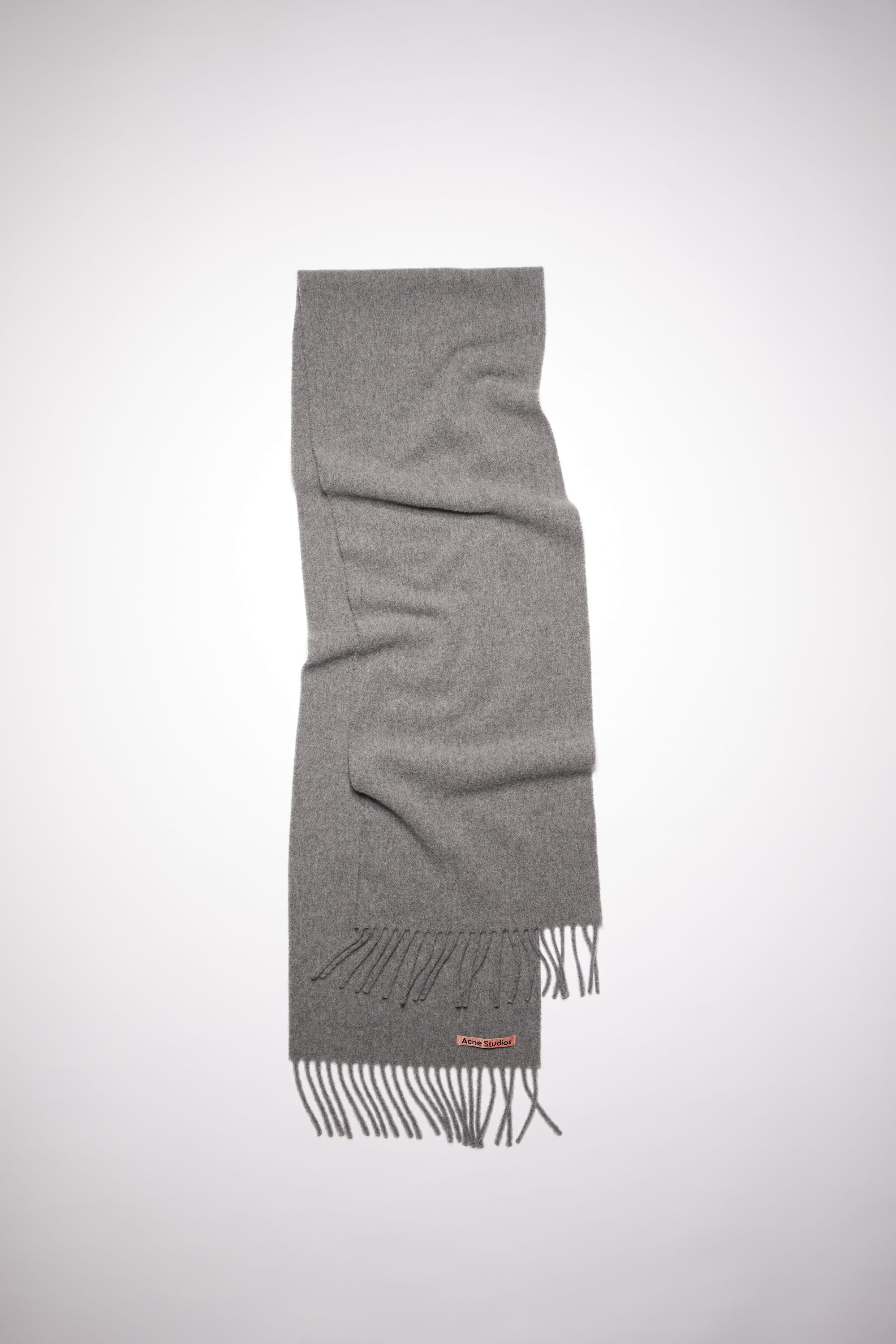 Acne Studios - Fringe wool scarf - skinny - Dark camel