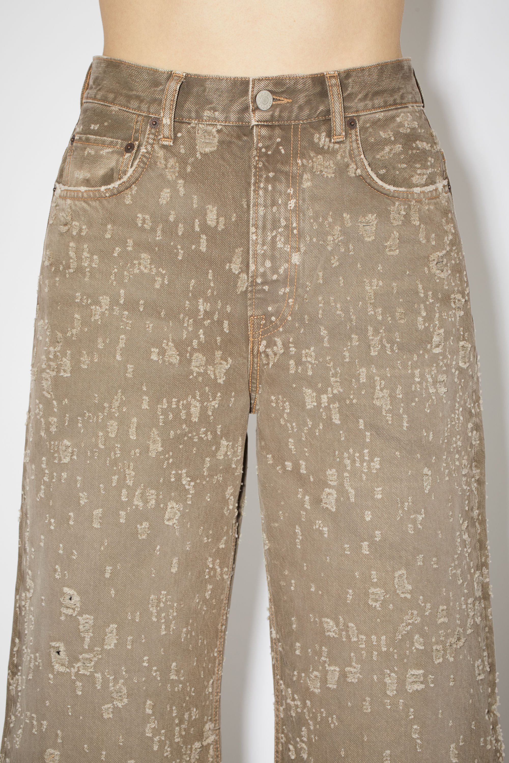 Acne Studios Brown Coated Jeans