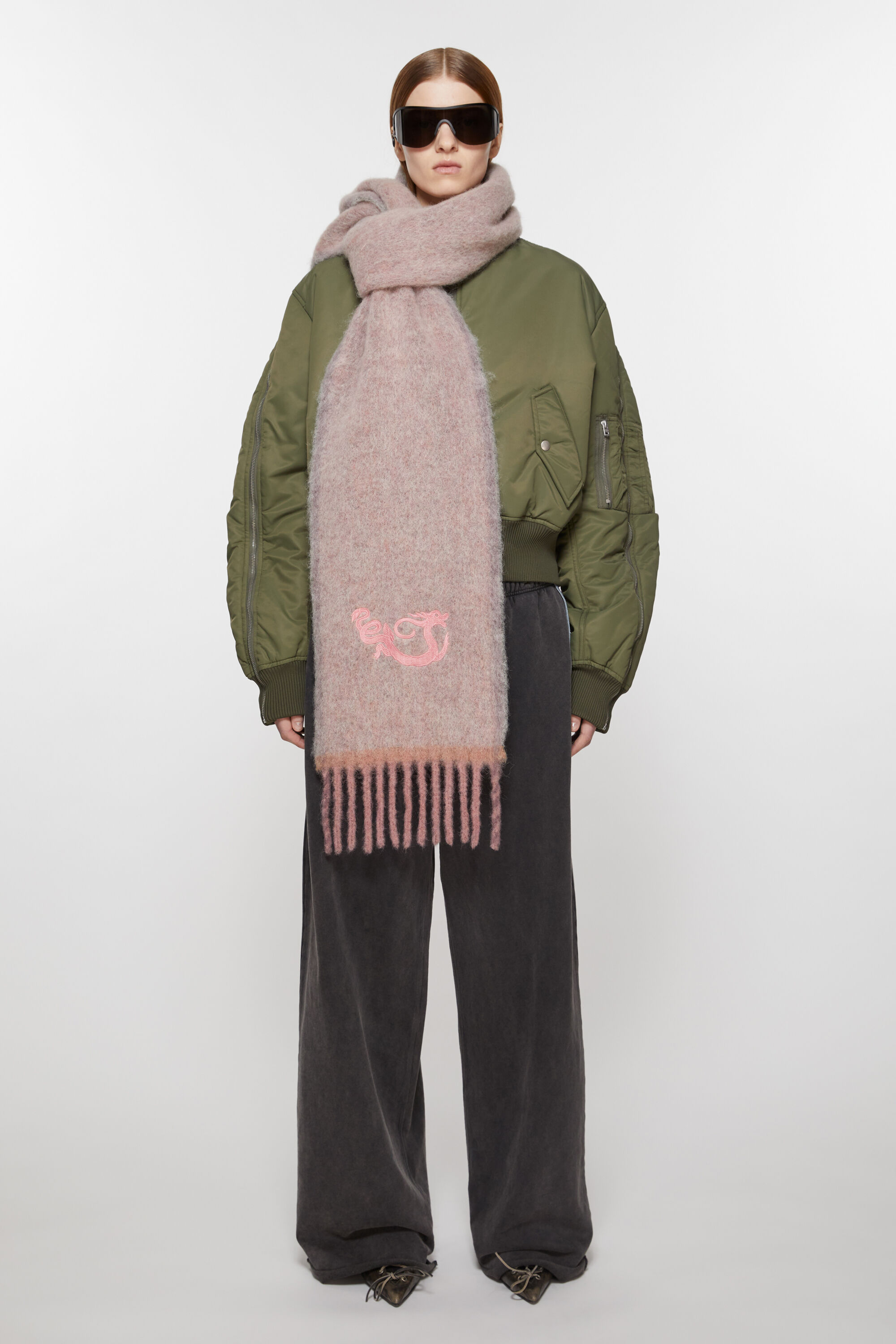 Acne Studios - Wool mohair scarf - Narrow - Dusty pink