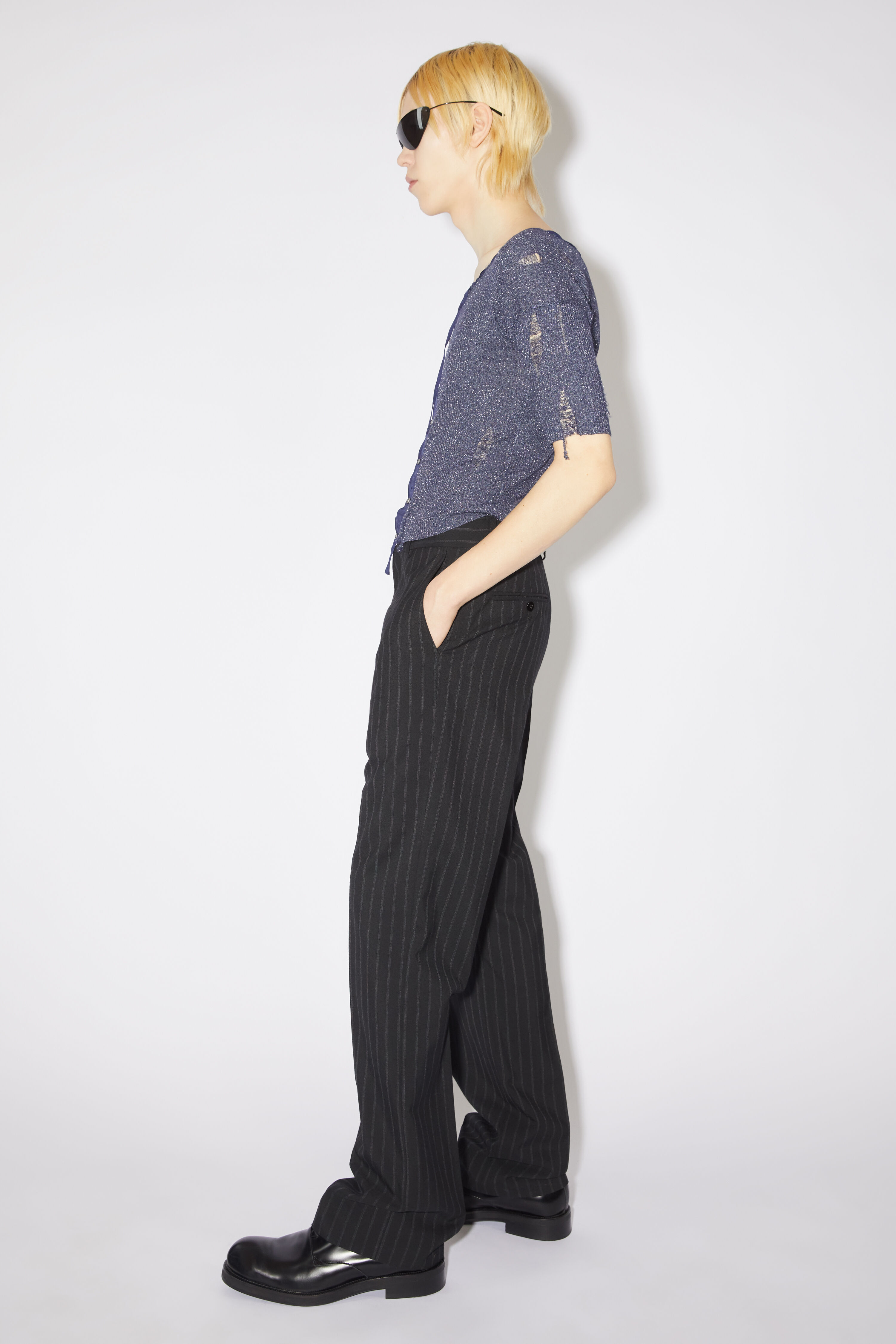 Acne Studios - Tailored wool blend trousers - Black/grey