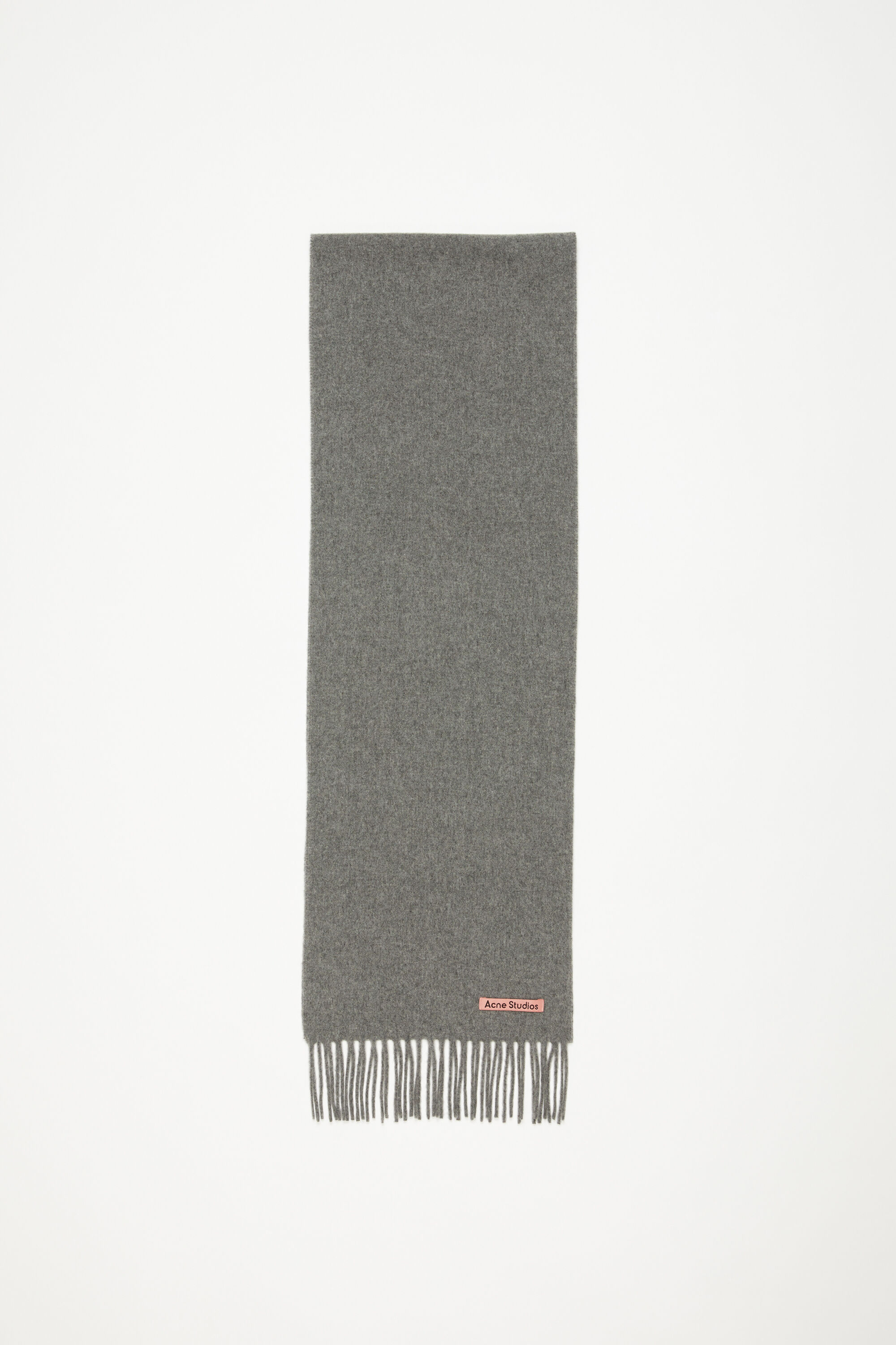 Acne Studios - Fringe wool scarf - skinny - Oatmeal melange
