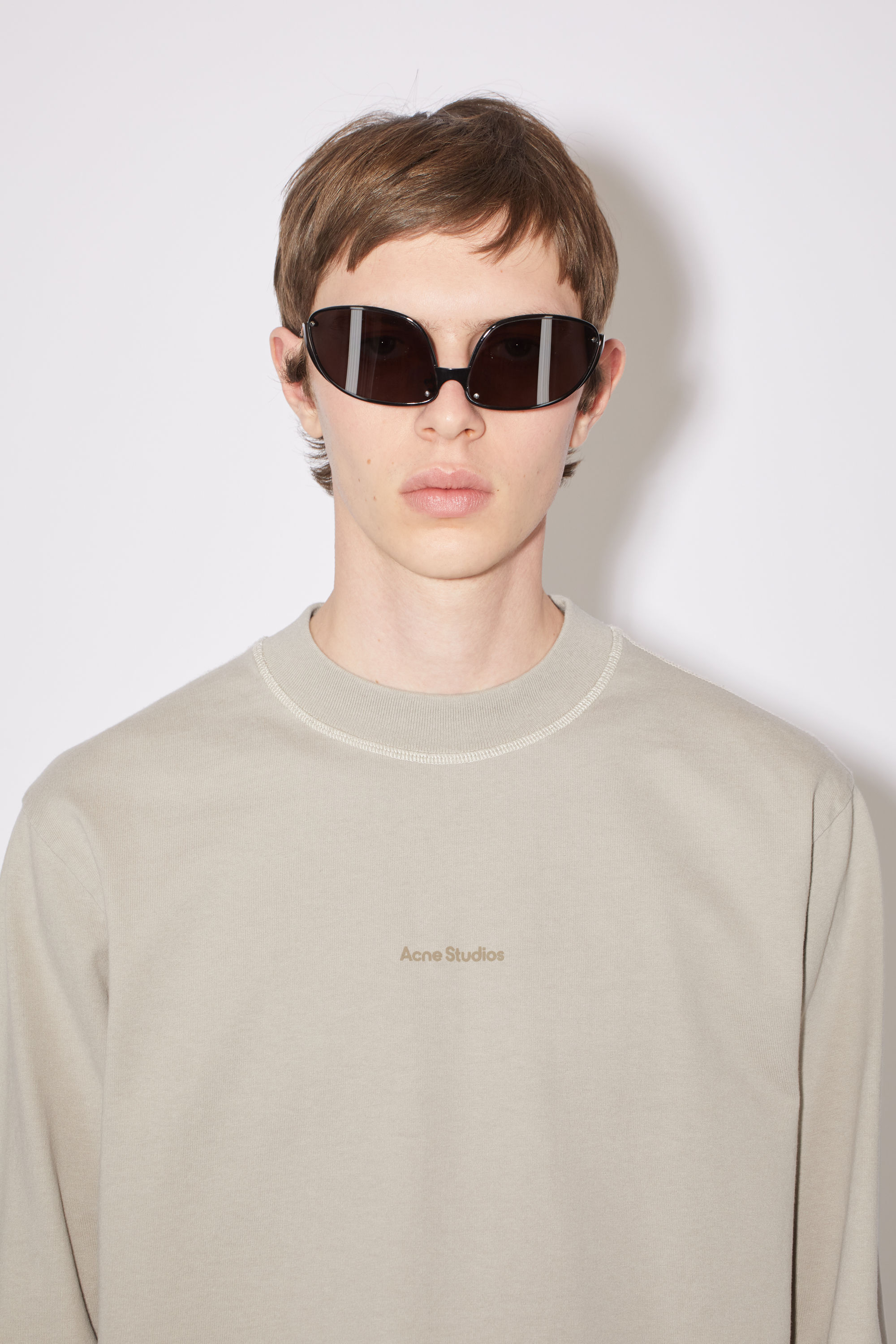 Acne Studios - ロゴ ロングスリーブTシャツ - オイスターグレー