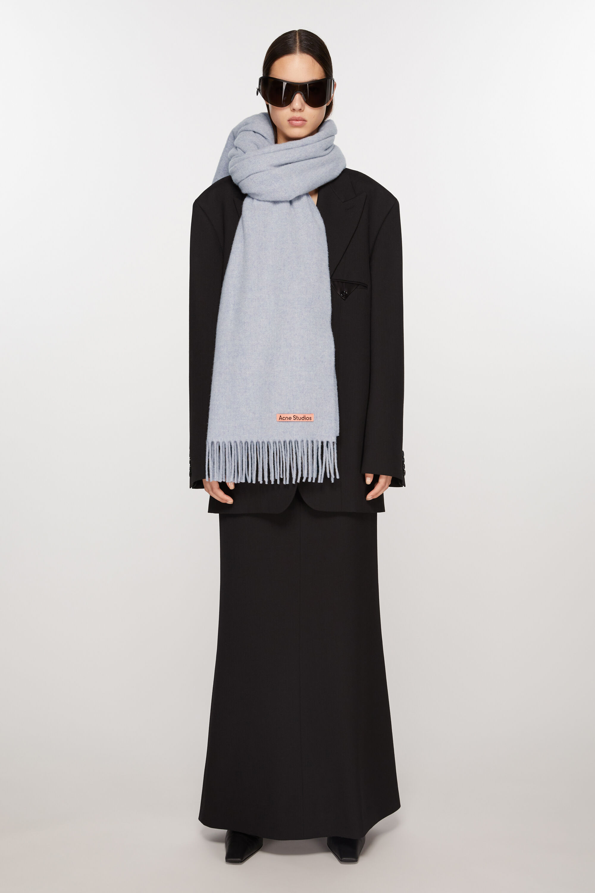 Fringe wool scarf - oversized