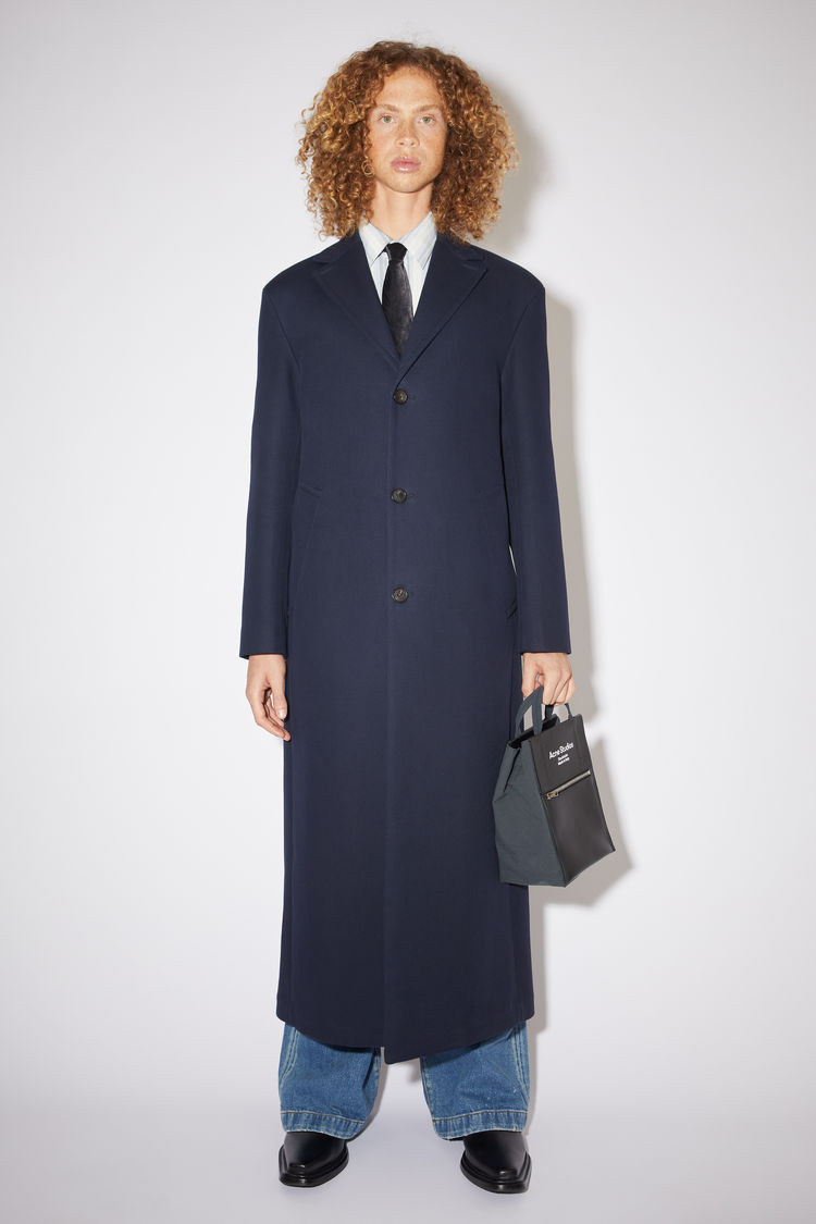 Acne Studios Tailored Cotton Coat Navy | ModeSens