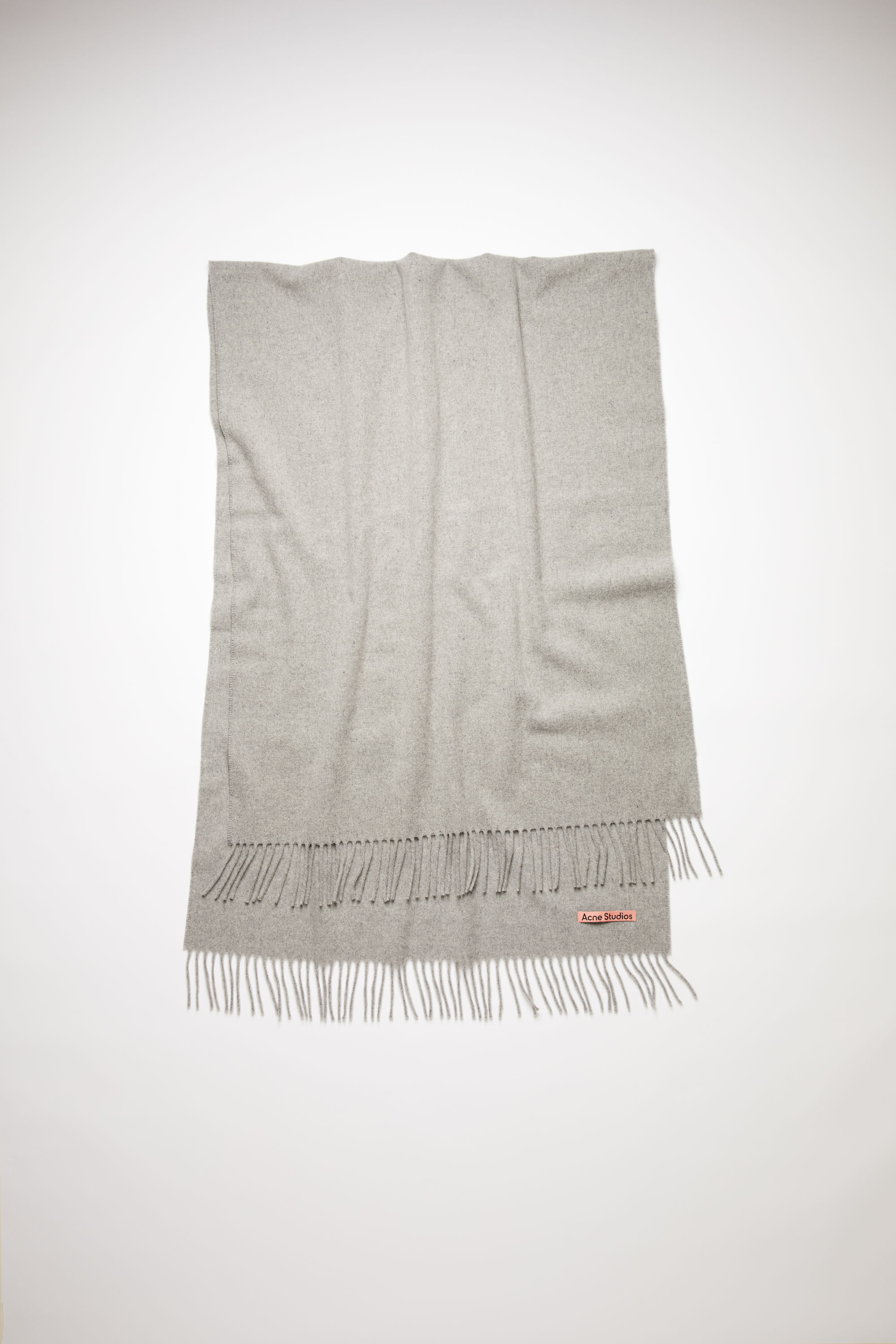 Acne Studios Fringe Wool Scarf - Oversized In Light Grey Melange