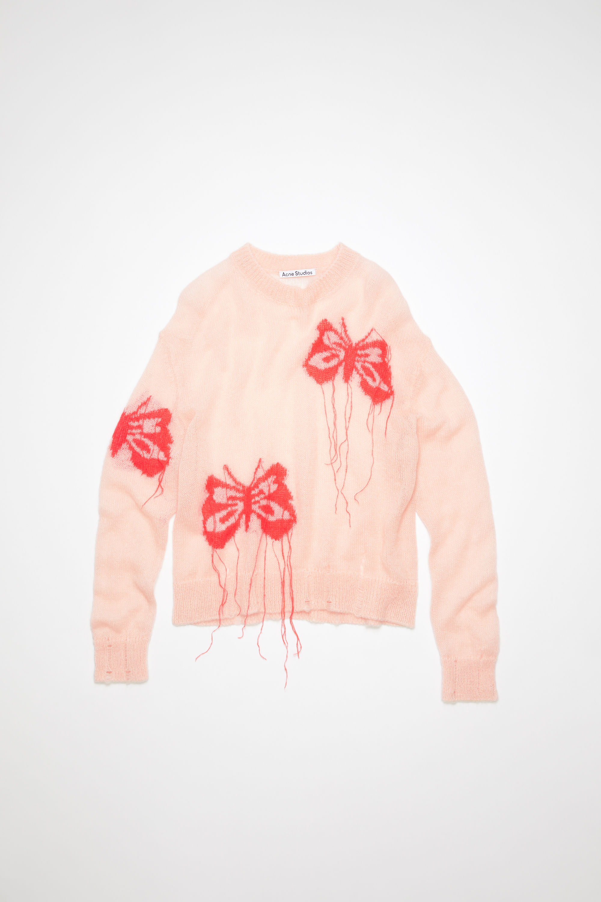 ACNE STUDIOS ACNE STUDIOS FN-WN-KNIT000624 PALE PINK/RED BUTTERFLY KNIT JUMPER