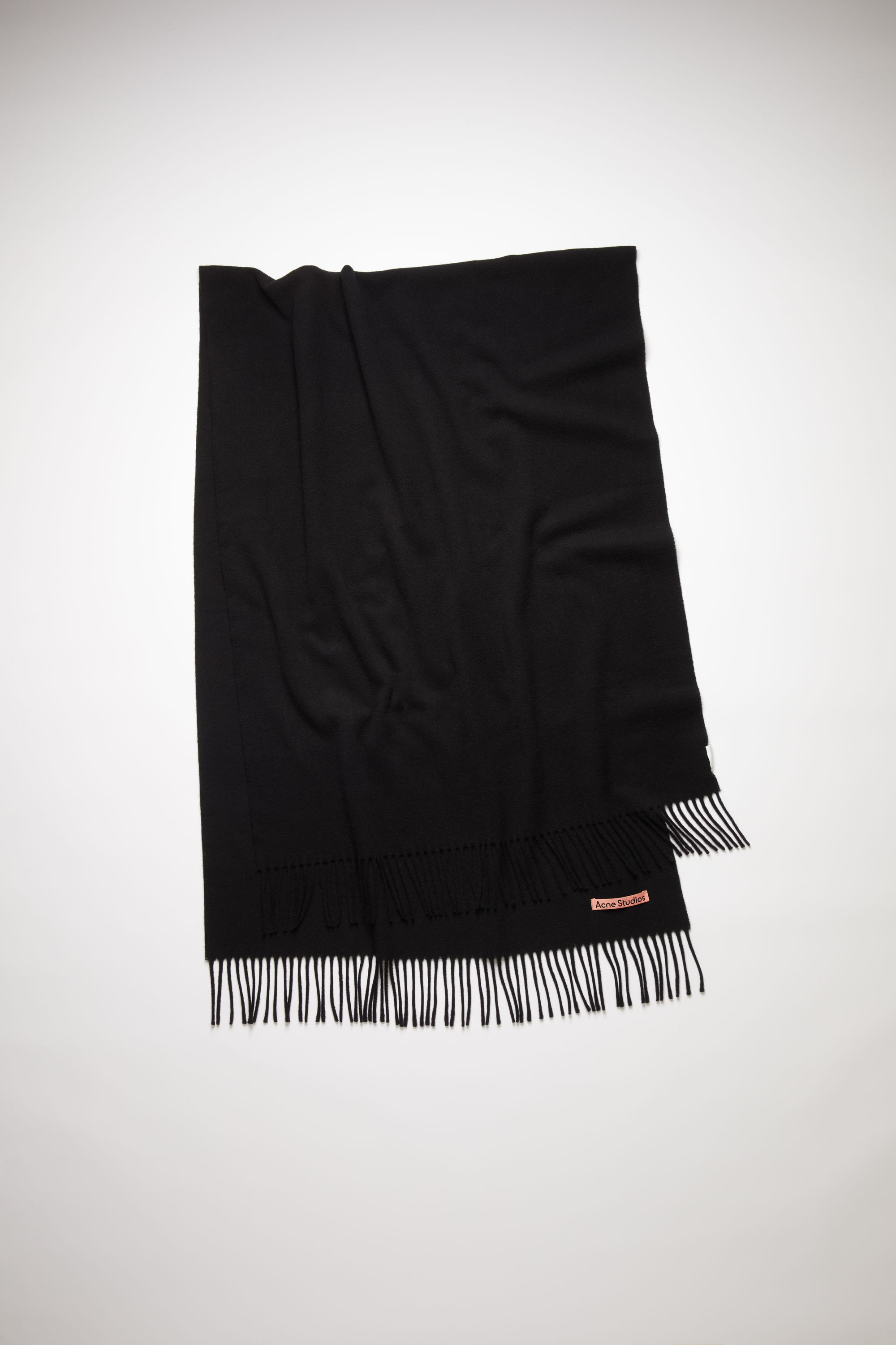 Acne Studios Fringe Wool Scarf - Oversized In Black