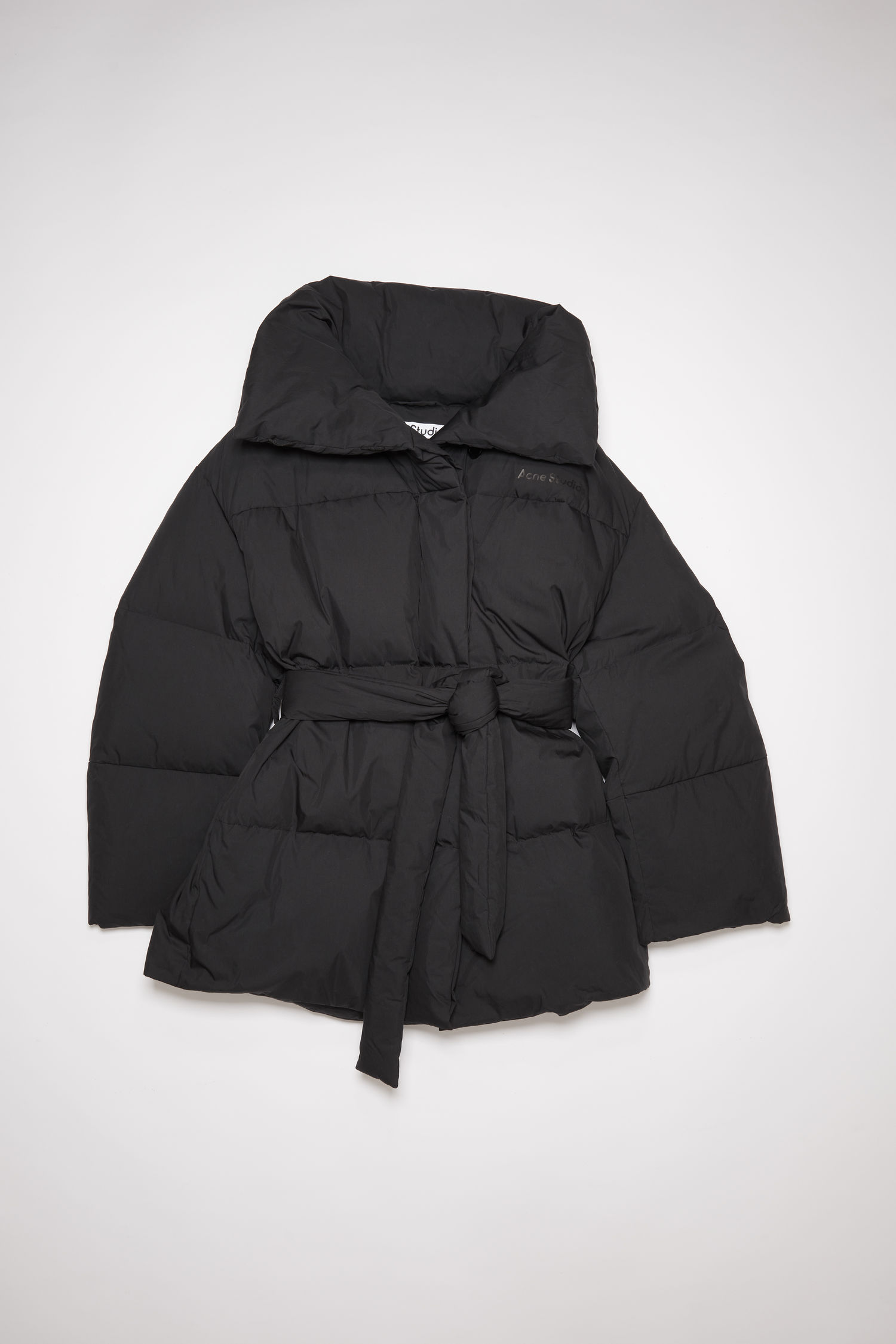 black belted puffer coat
