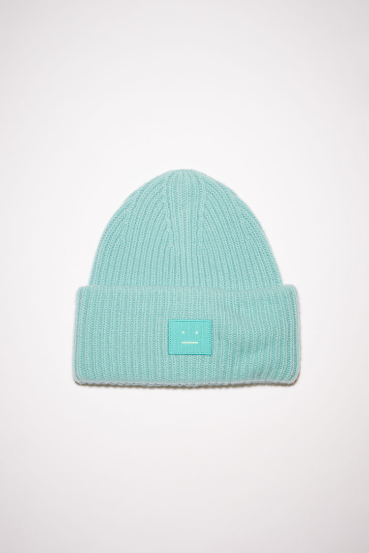 Acne Studios Large Face Logo Beanie In Turquoise Blue