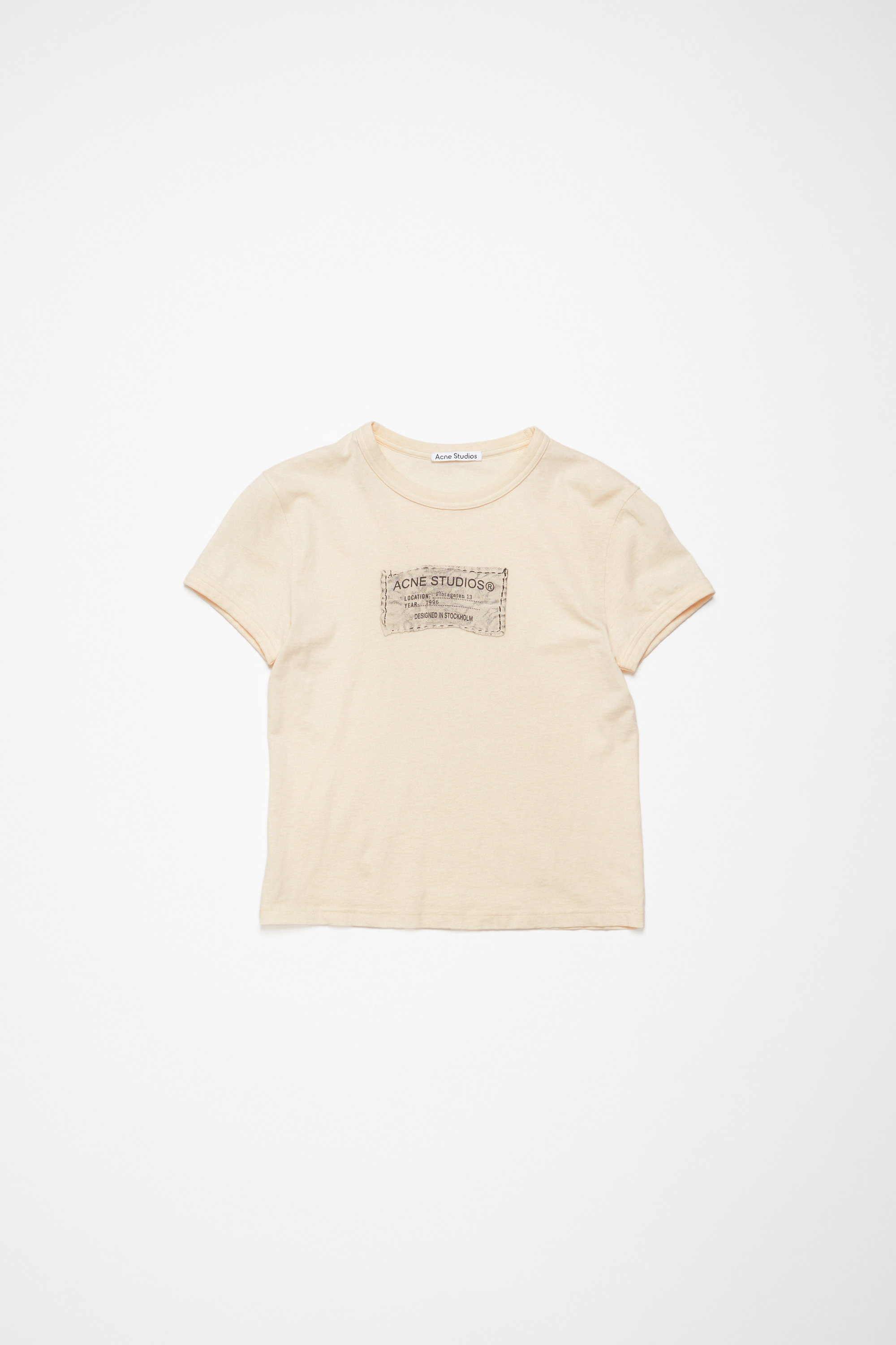 Shop Acne Studios Bedrucktes T-shirt – Körperbetonte Passform In Light Orange